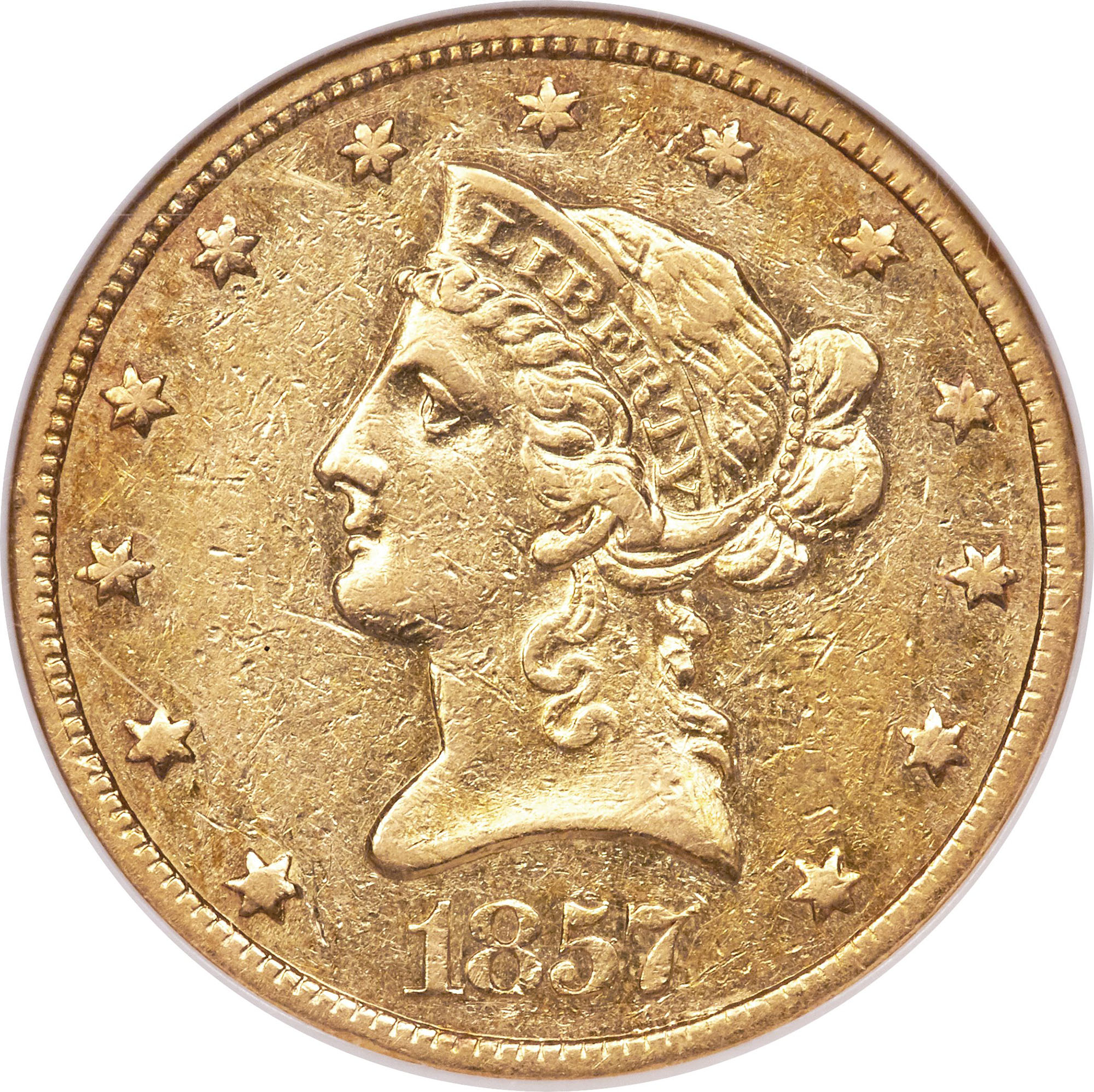 1857 O $10 MS | Coin Explorer | NGC