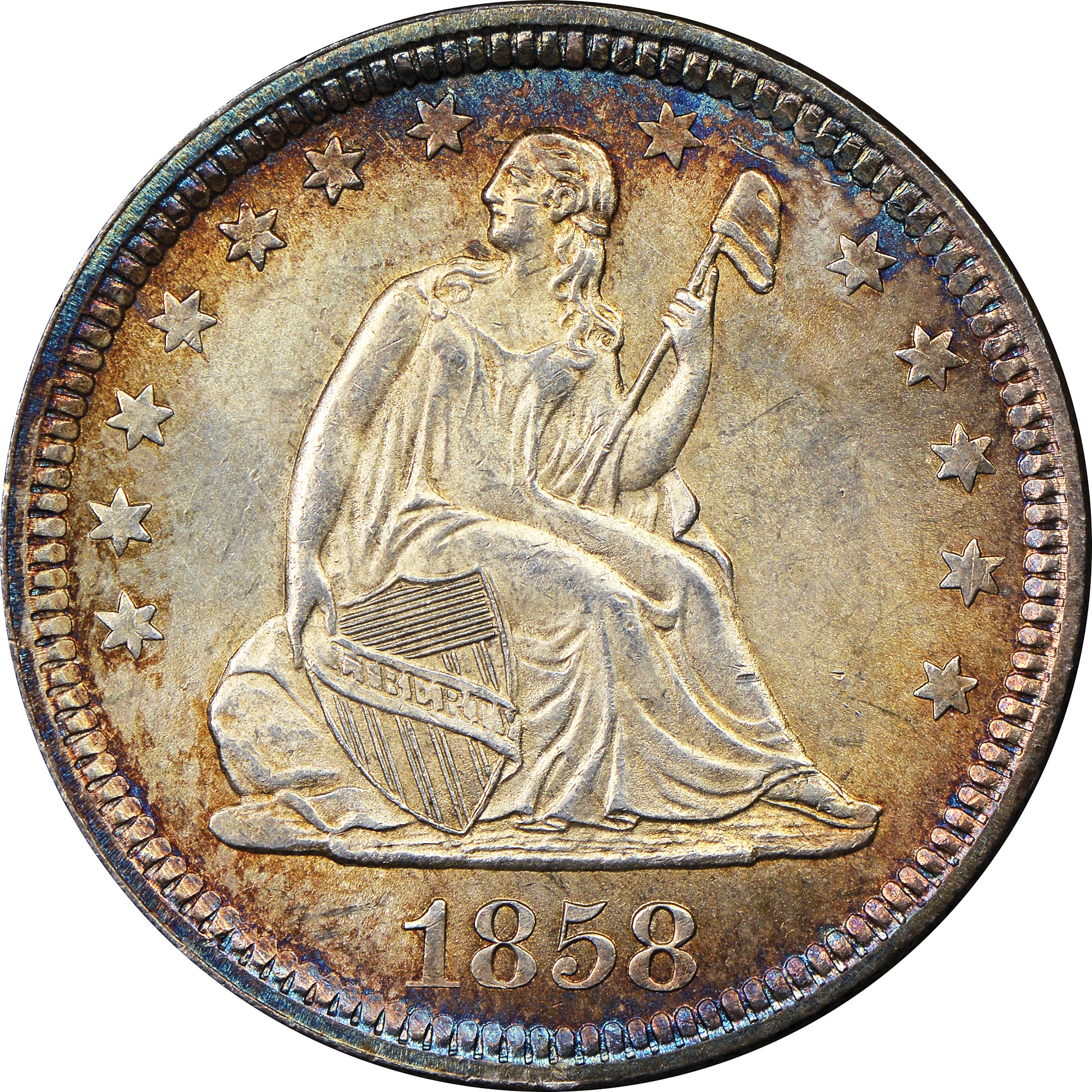 1858 25C MS | Coin Explorer | NGC