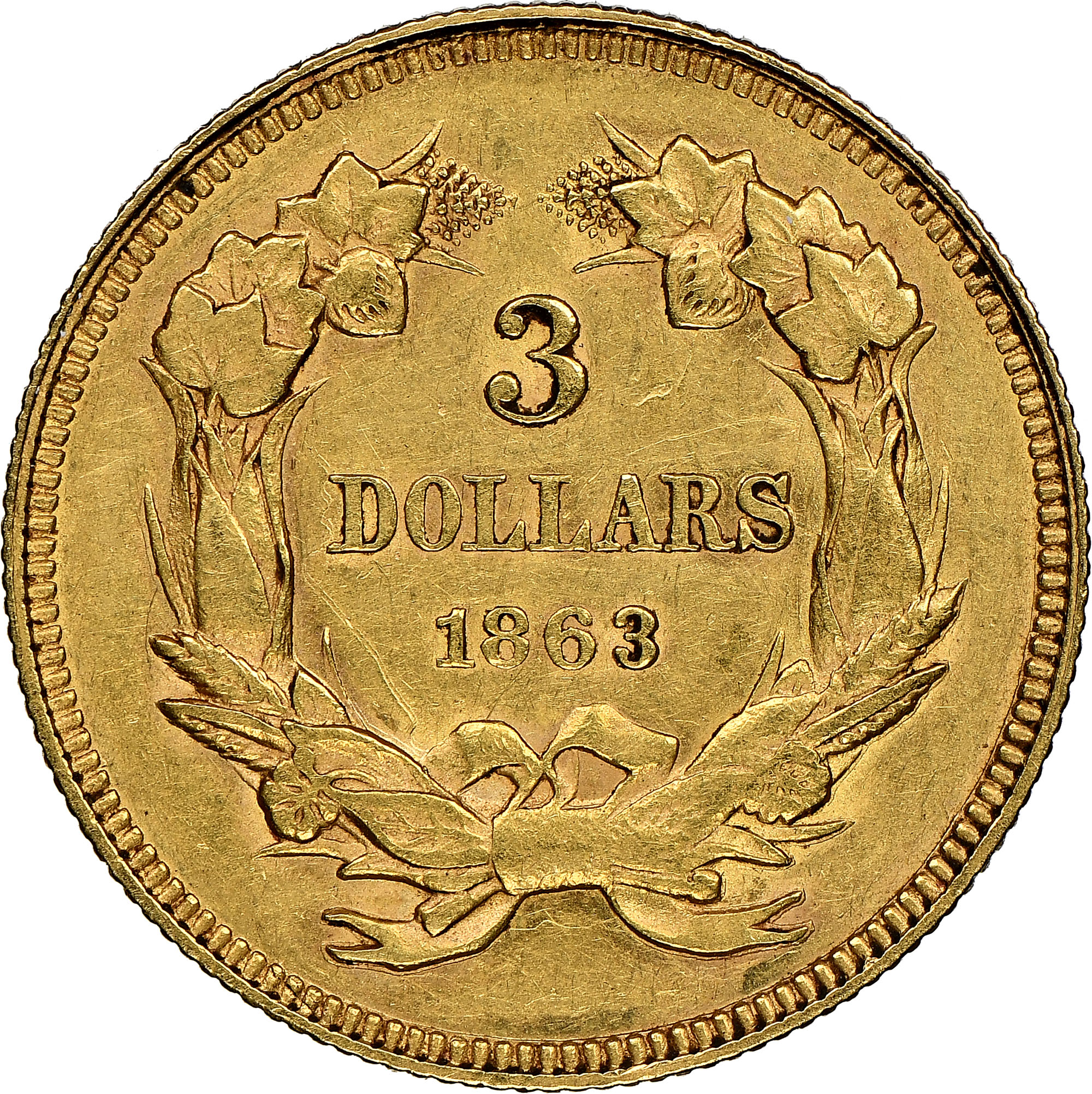 1863 $3 MS | Coin Explorer | NGC