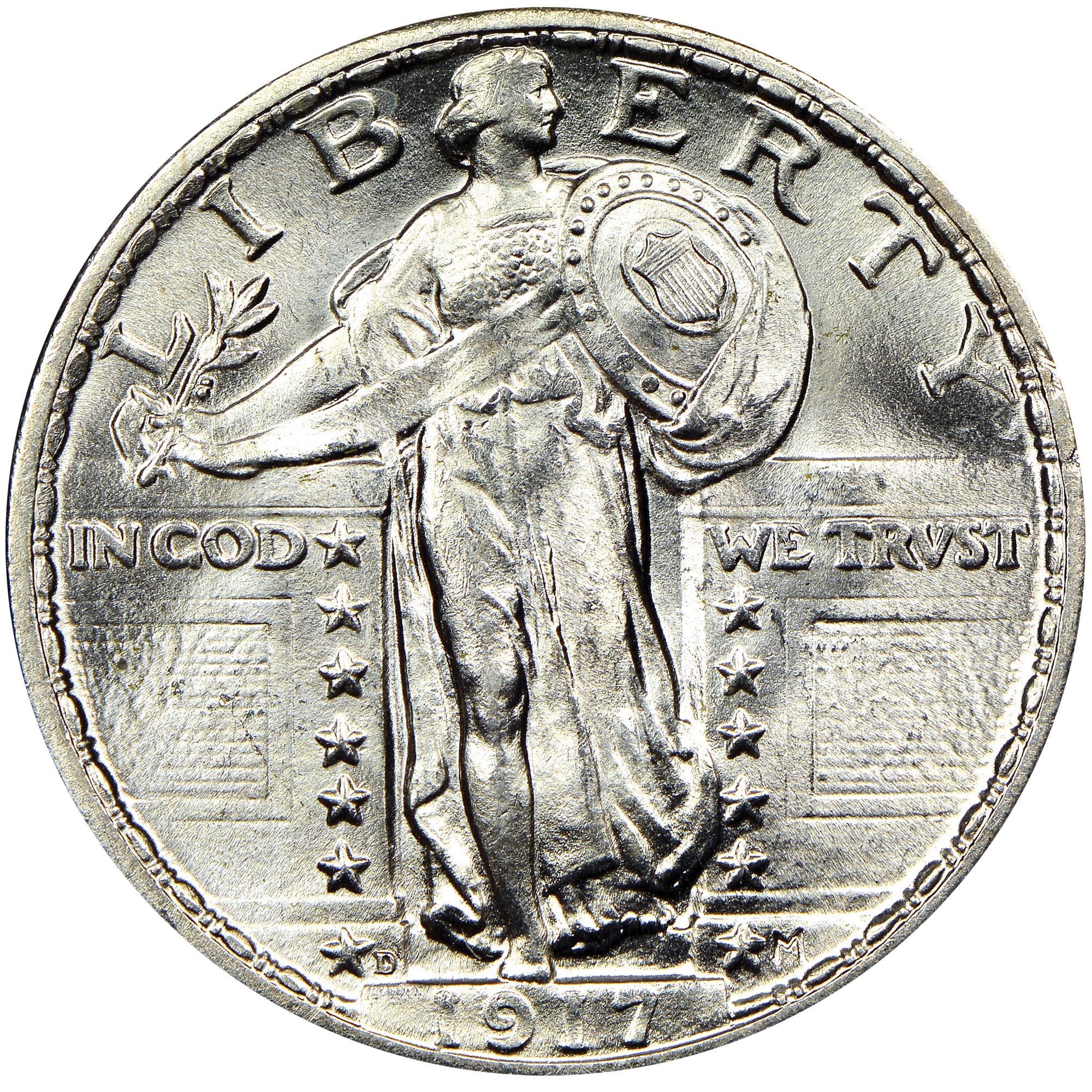 1917 D Type 2 25C MS Standing Liberty Quarters NGC