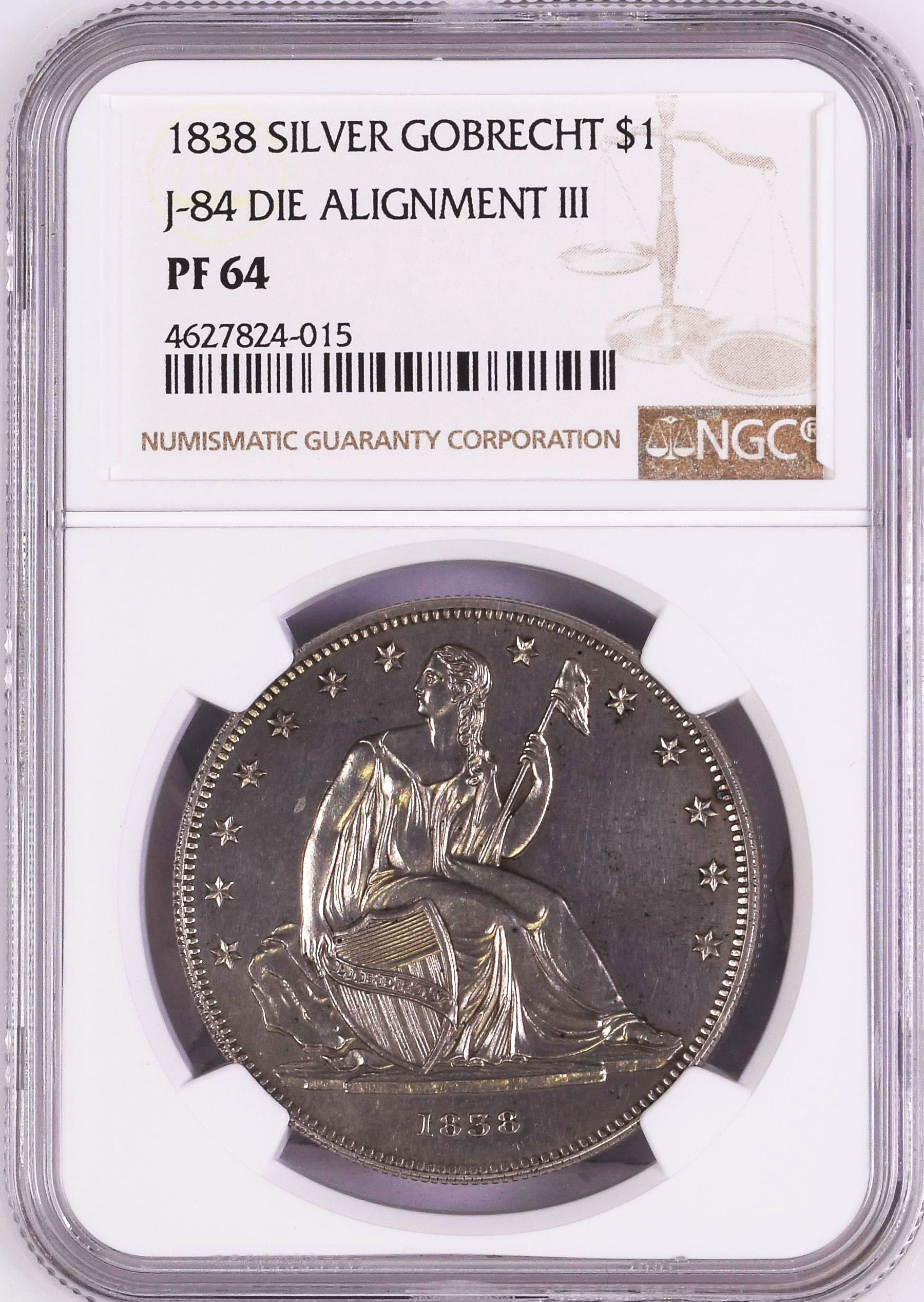 1838 SILVER GOBRECHT J-84 $1 PF | Coin Explorer | NGC