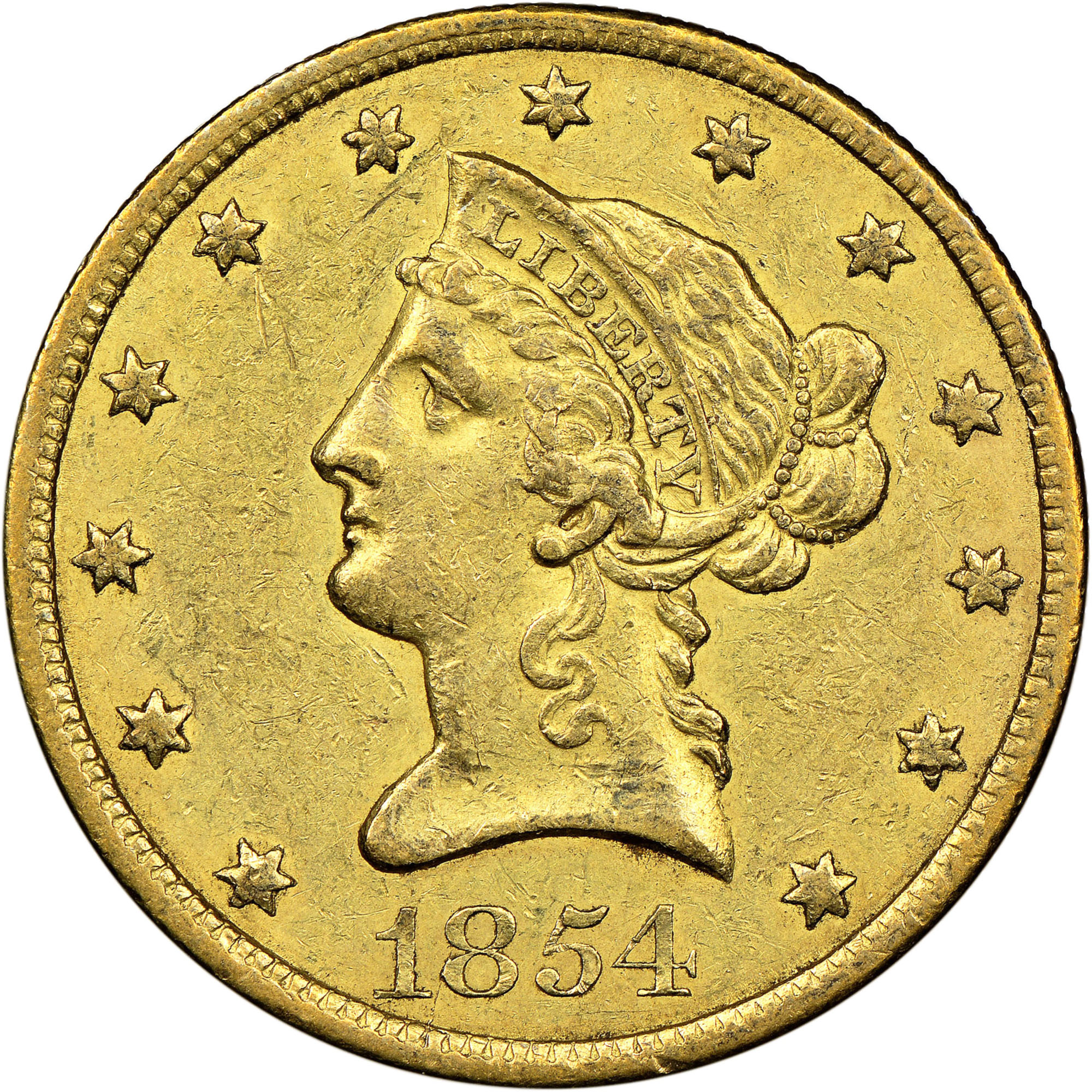 1854 O SMALL DATE $10 MS | Coin Explorer | NGC
