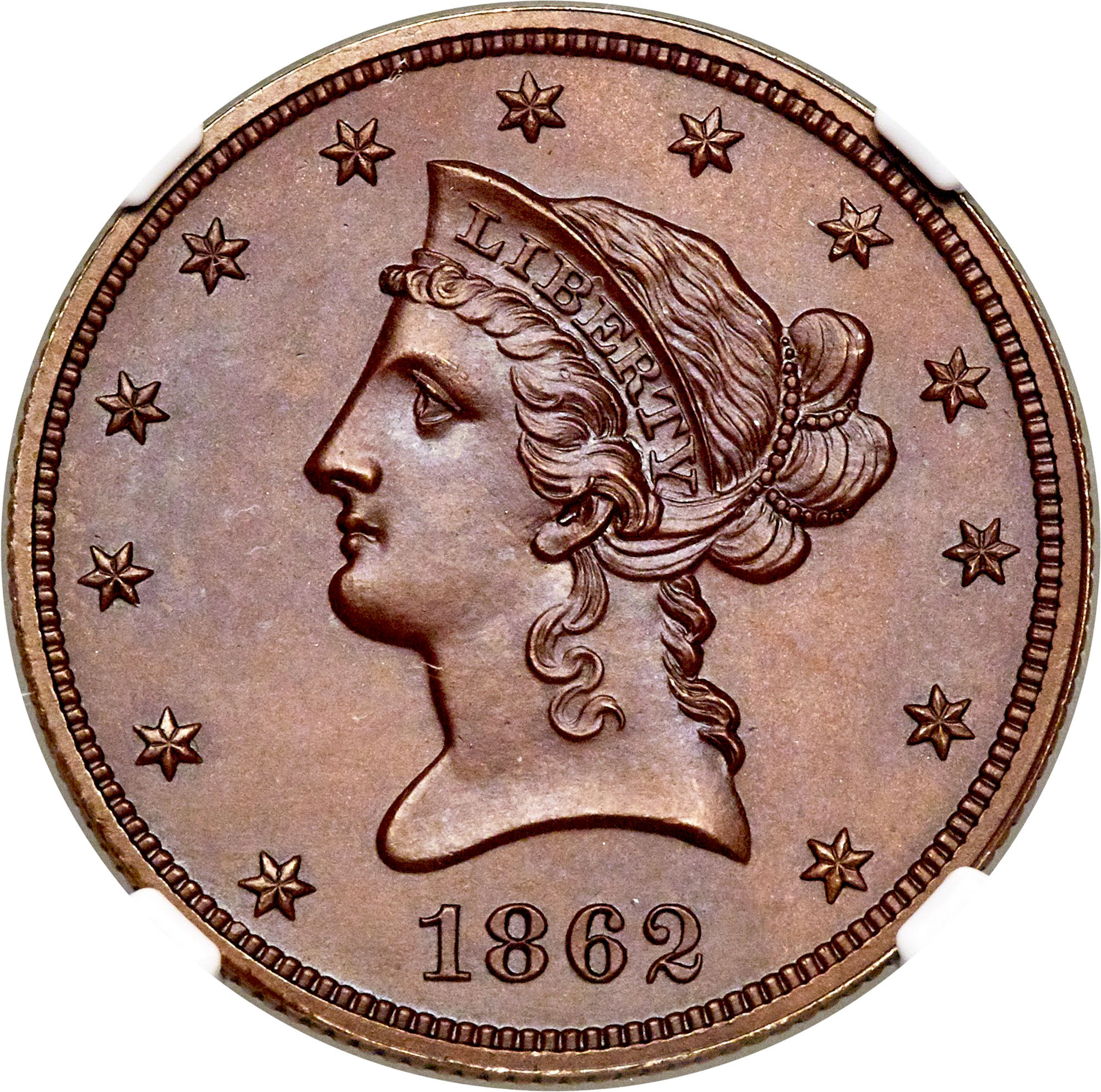 1862 J-297 BRONZED $10 PF | Coin Explorer | NGC