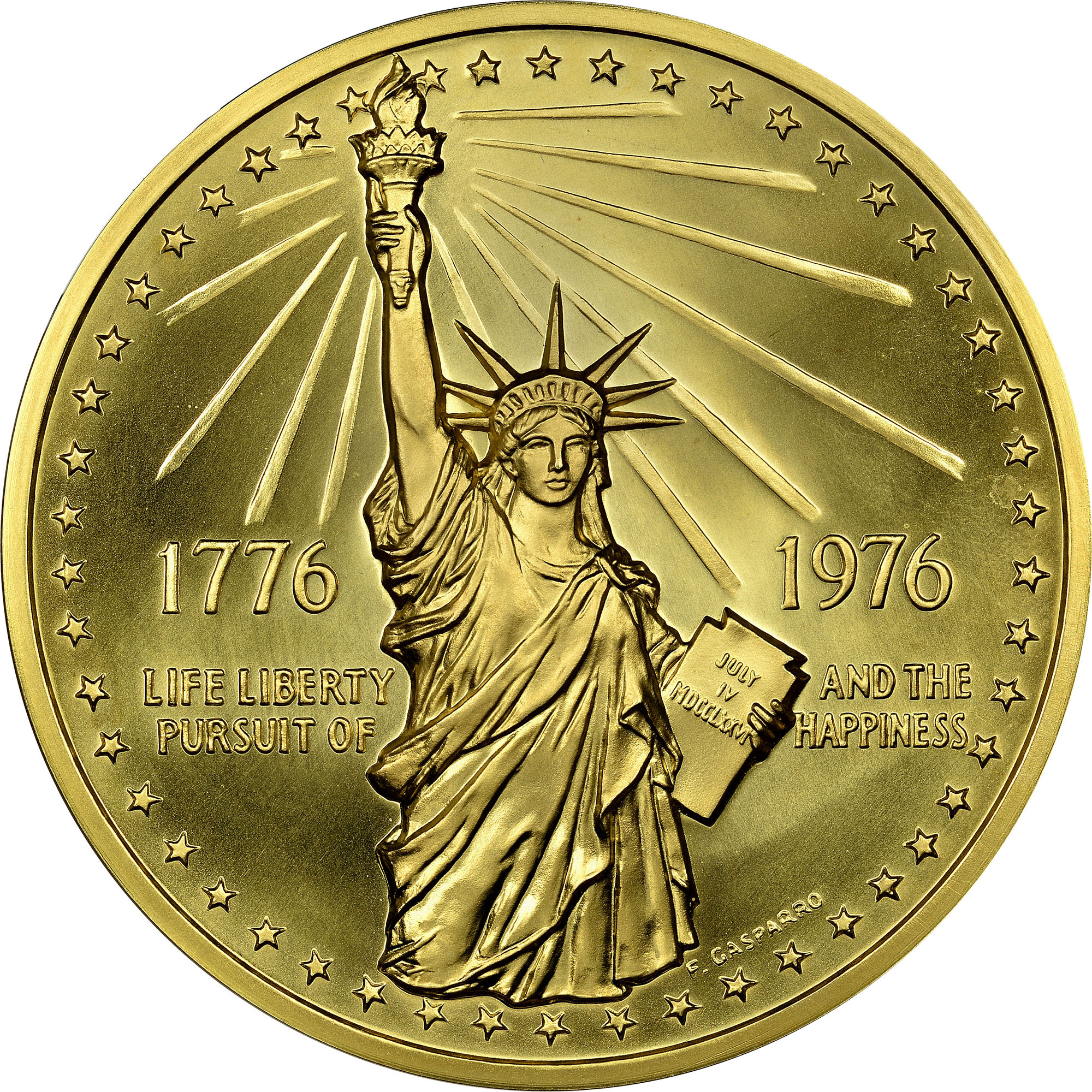 1976 SWO52IAa NATIONAL BICENTENNIAL 76mm MS Coin Explorer NGC