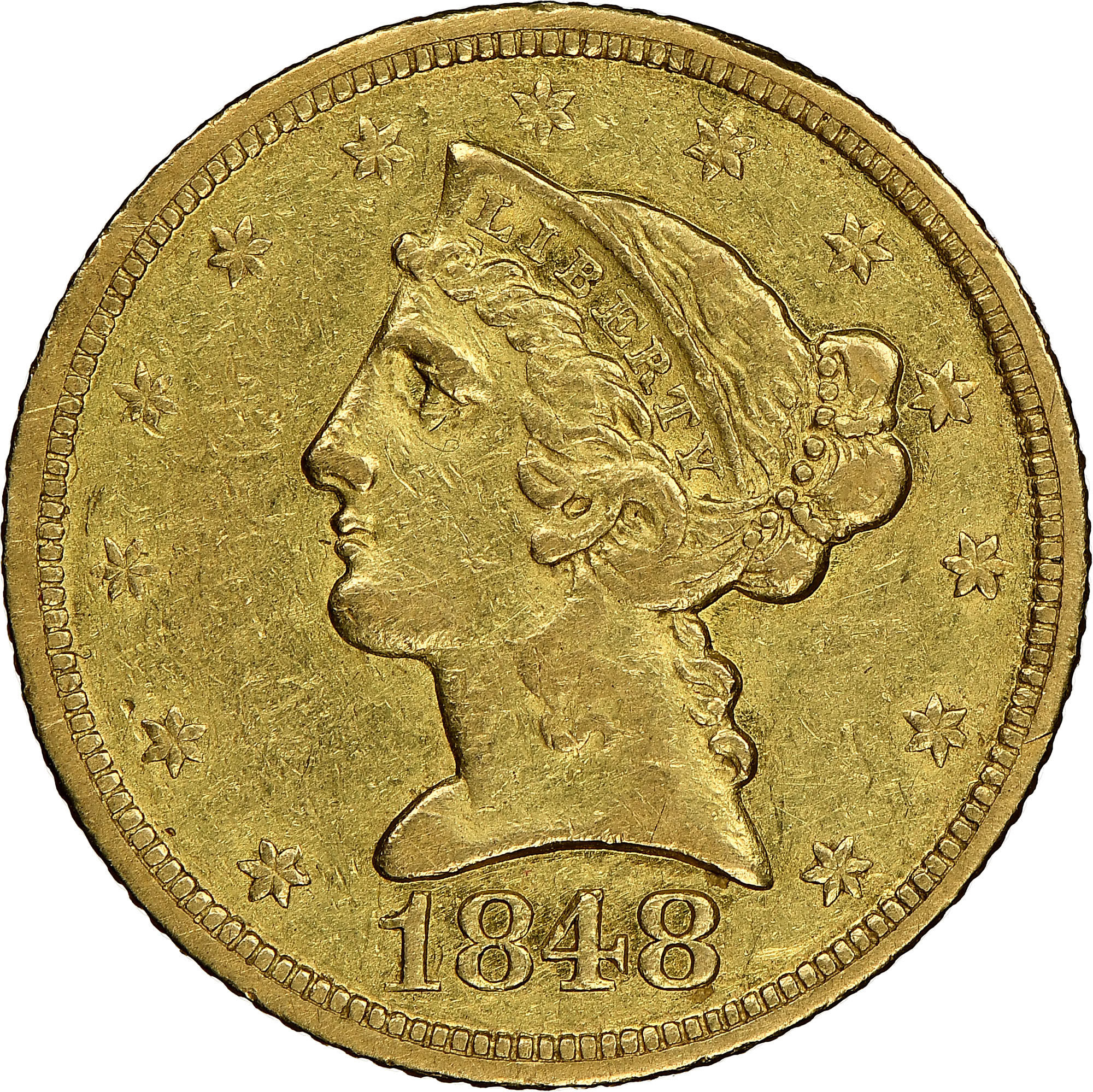 1848 D $5 MS | Coin Explorer | NGC