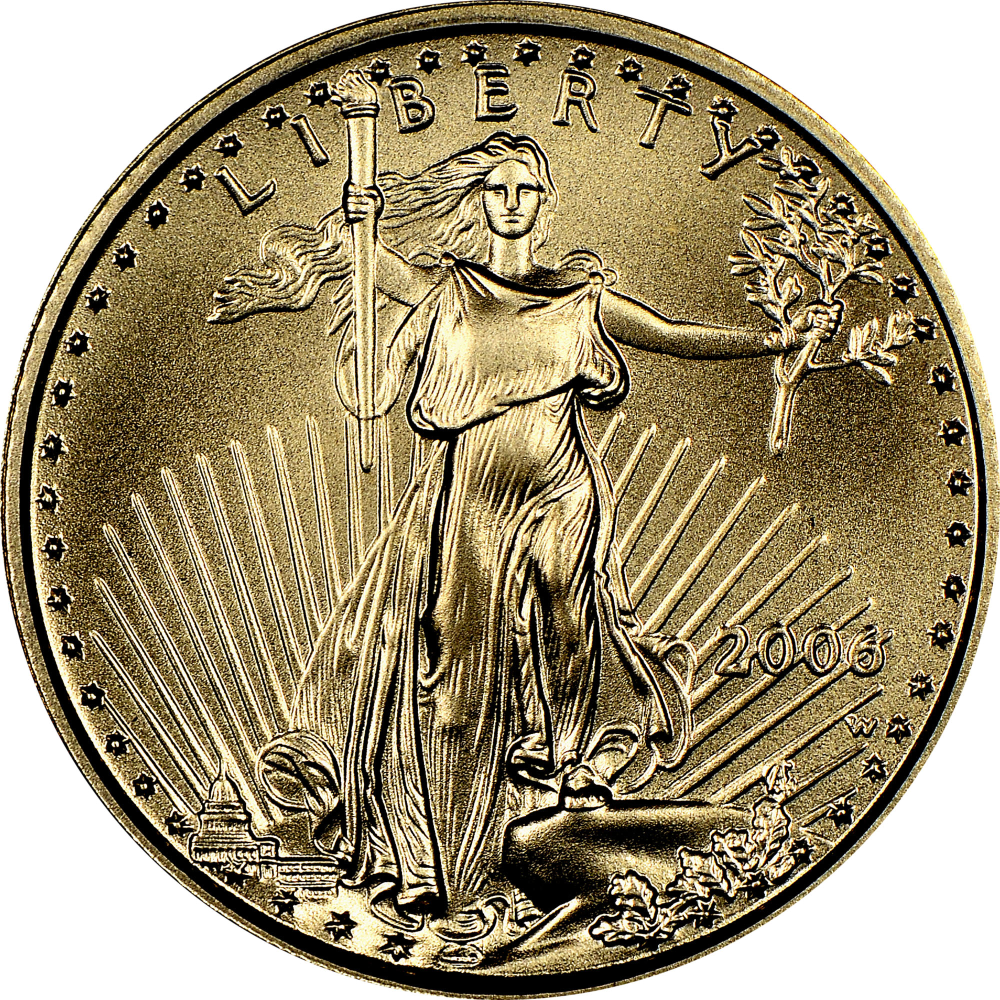 2006 W EAGLE BURNISHED GOLD EAGLE G$5 MS | Coin Explorer | NGC