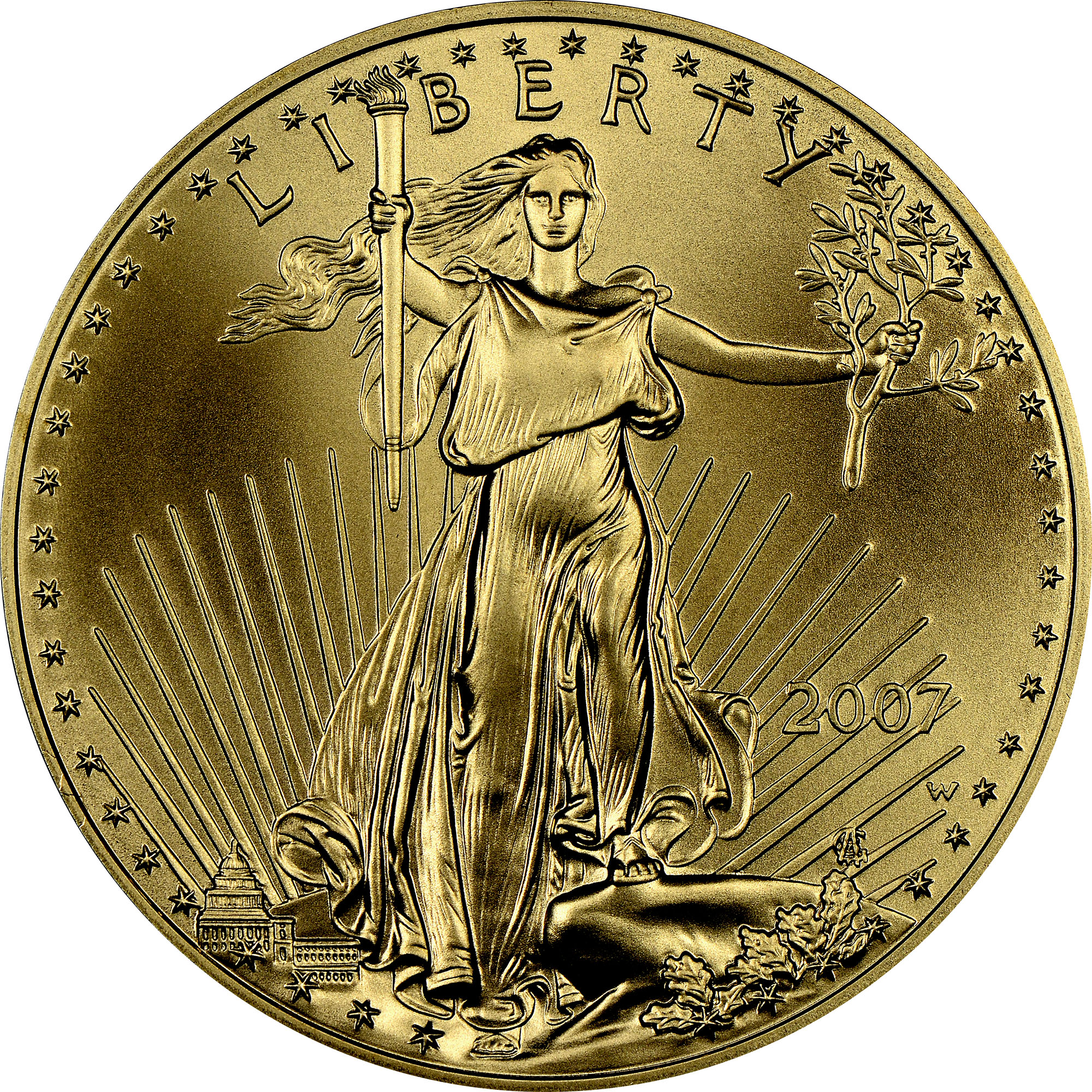 2007 W EAGLE BURNISHED GOLD EAGLE G$50 MS | Coin Explorer | NGC
