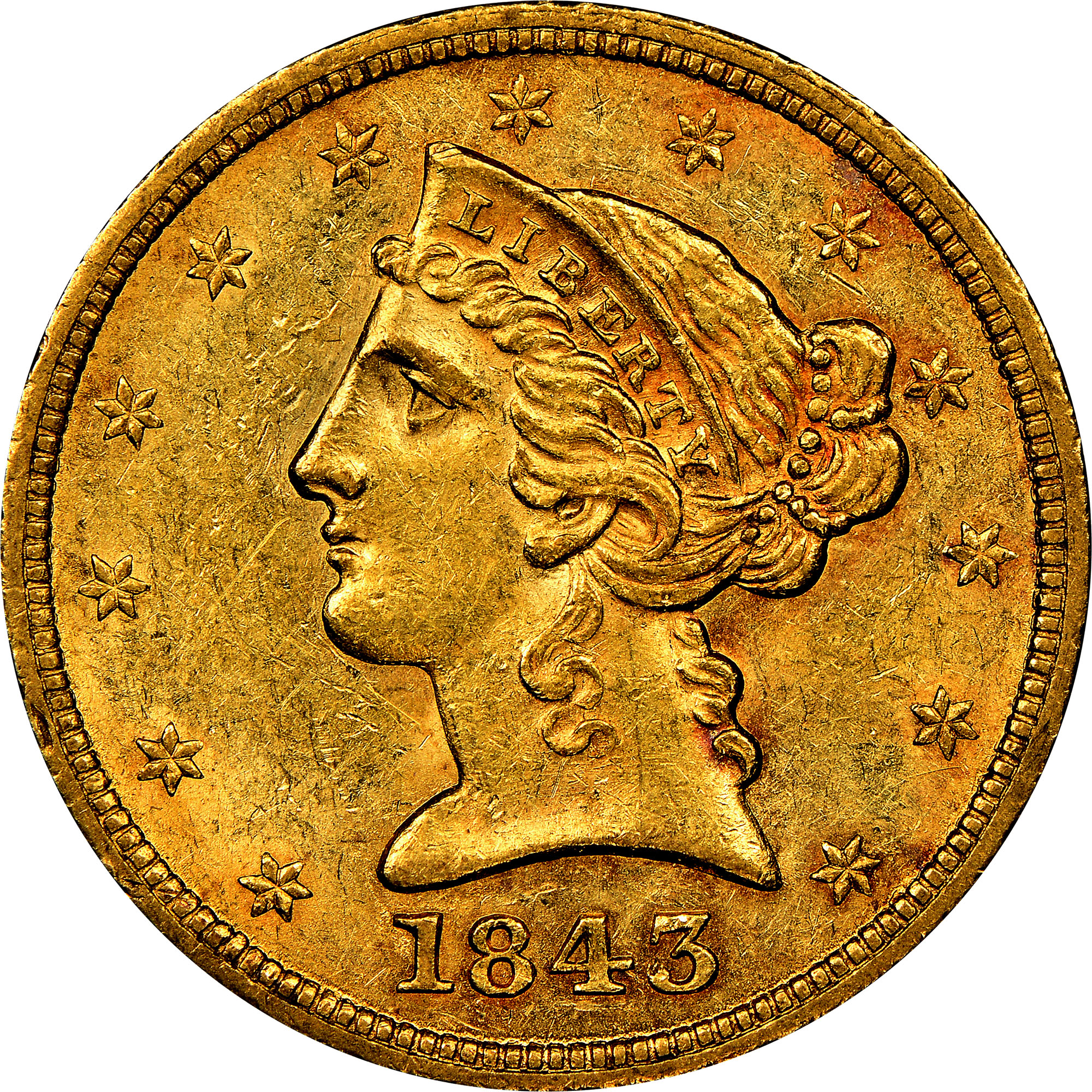 1843 $5 MS | Coin Explorer | NGC