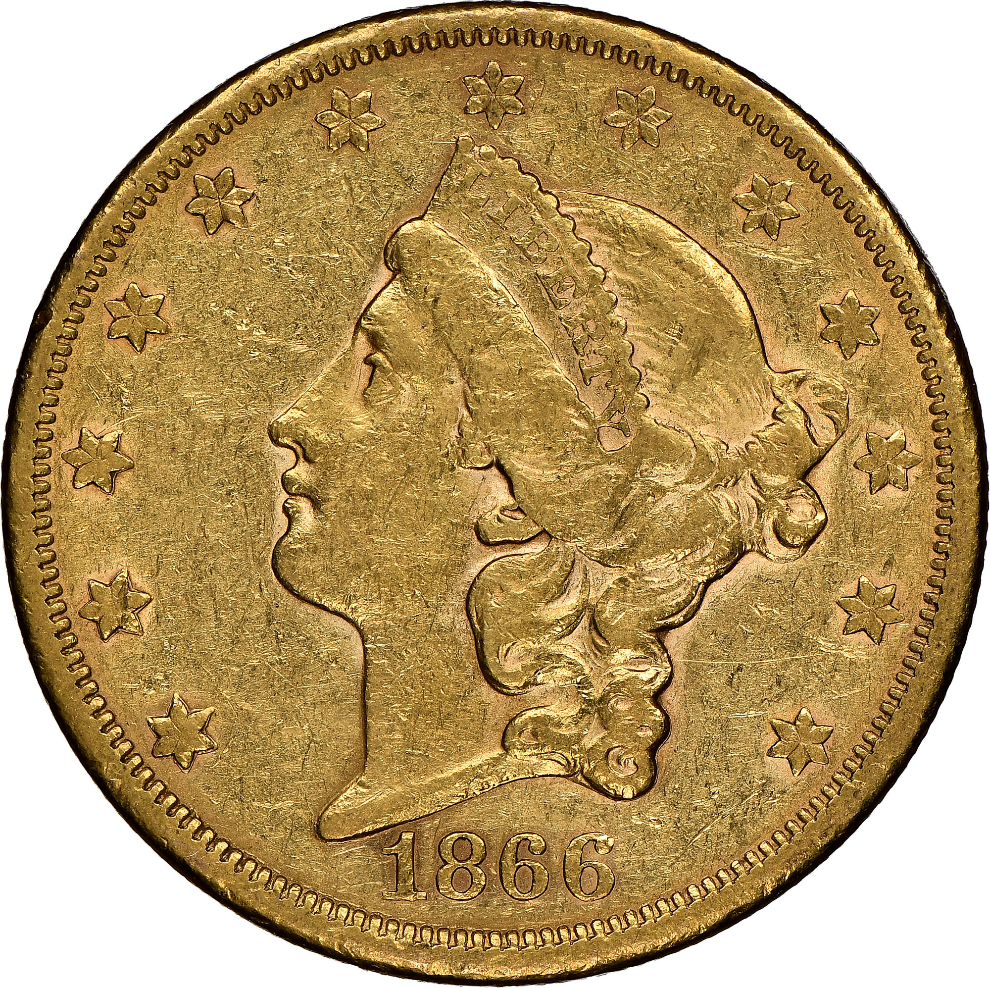 1866 S MOTTO $20 MS | Coin Explorer | NGC