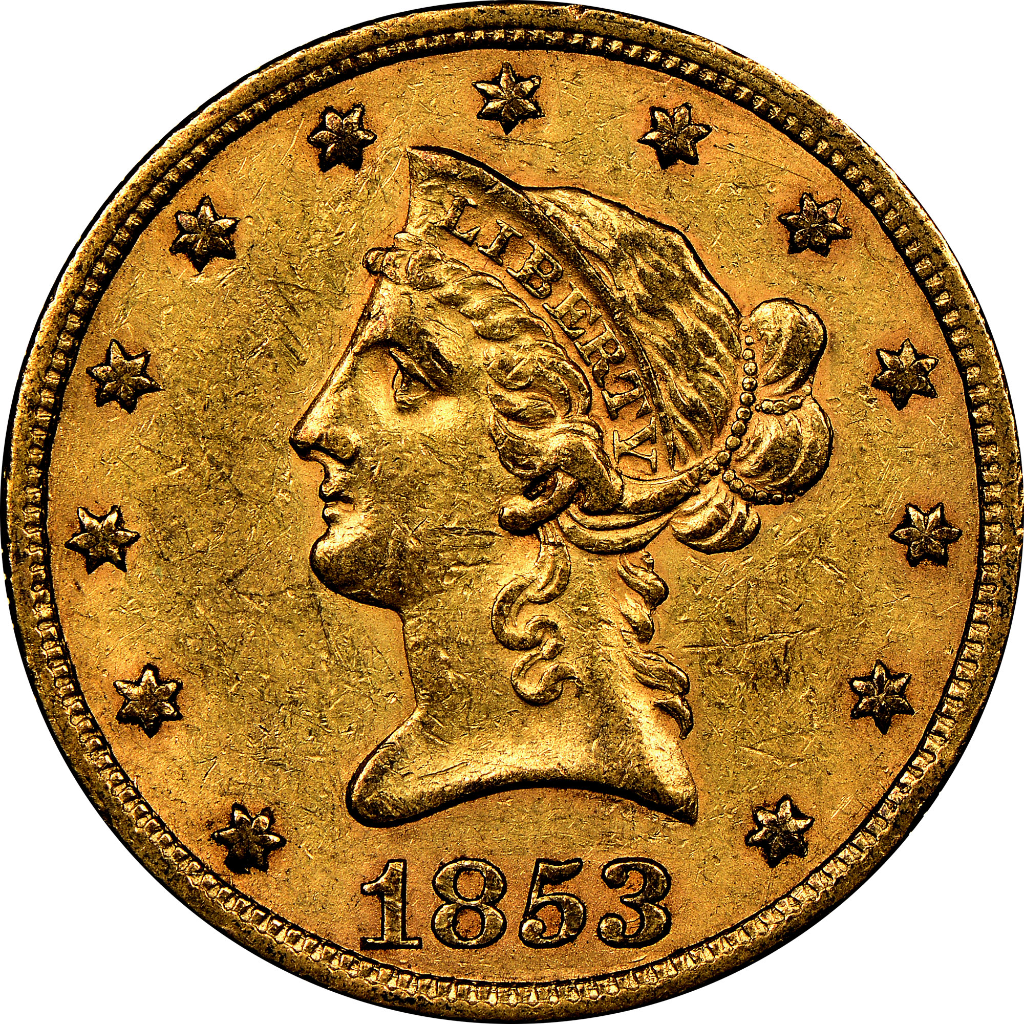 1853/'2' $10 MS | Coin Explorer | NGC