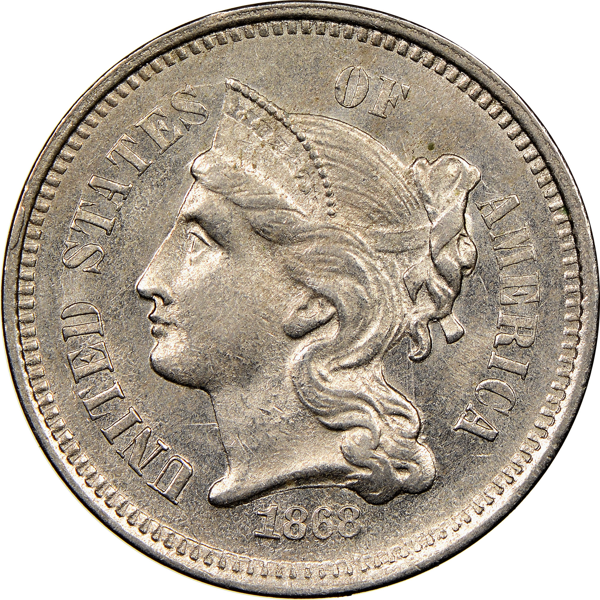 アメリカビーナス銀貨1868年 1868 3CN MS | Coin Explorer | NGC