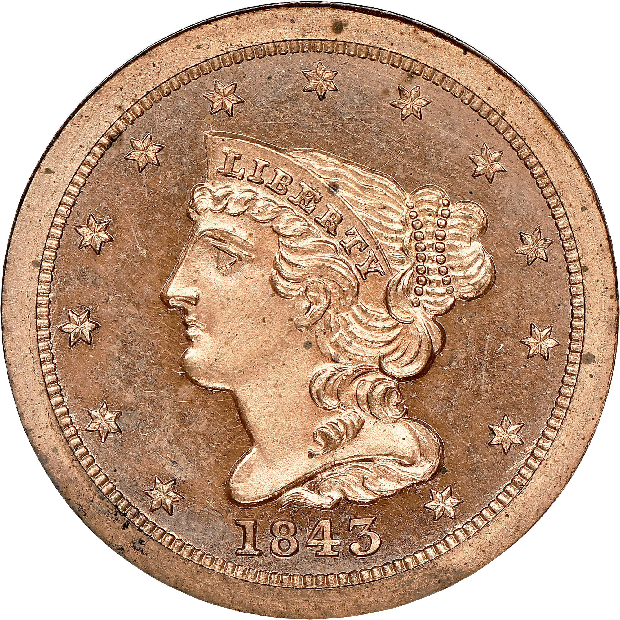 1843 ORIGINAL 1/2C PF | Coin Explorer | NGC