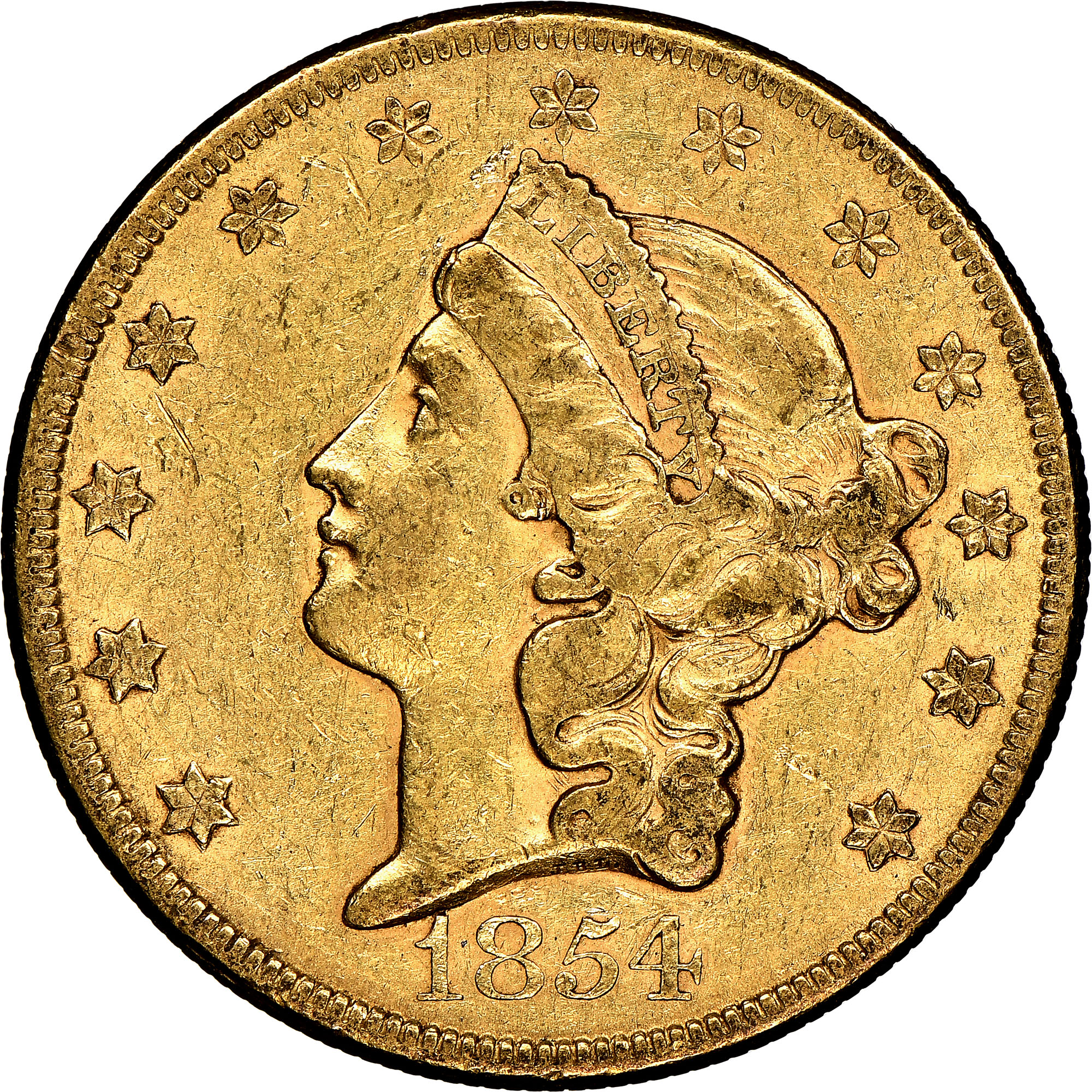 1854 LARGE DATE $20 MS | Coin Explorer | NGC