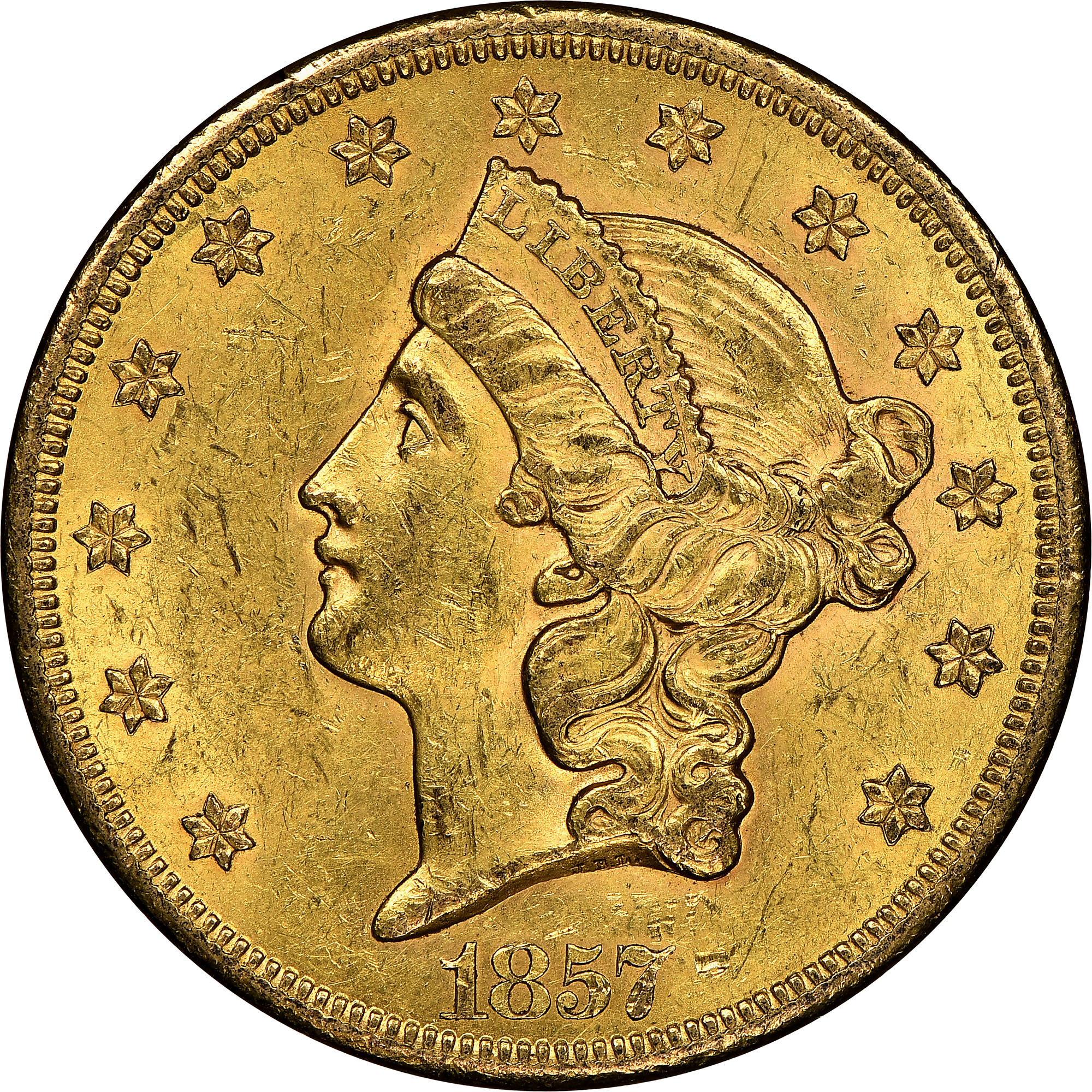 1857 S $20 MS | Coin Explorer | NGC