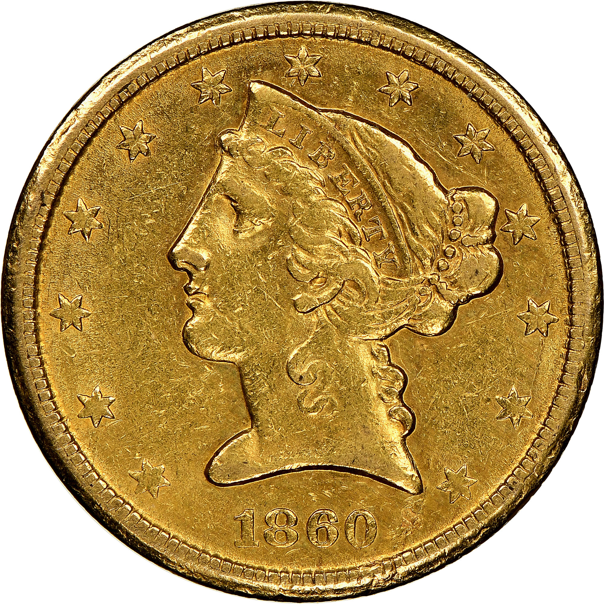 1860 D $5 MS | Coin Explorer | NGC