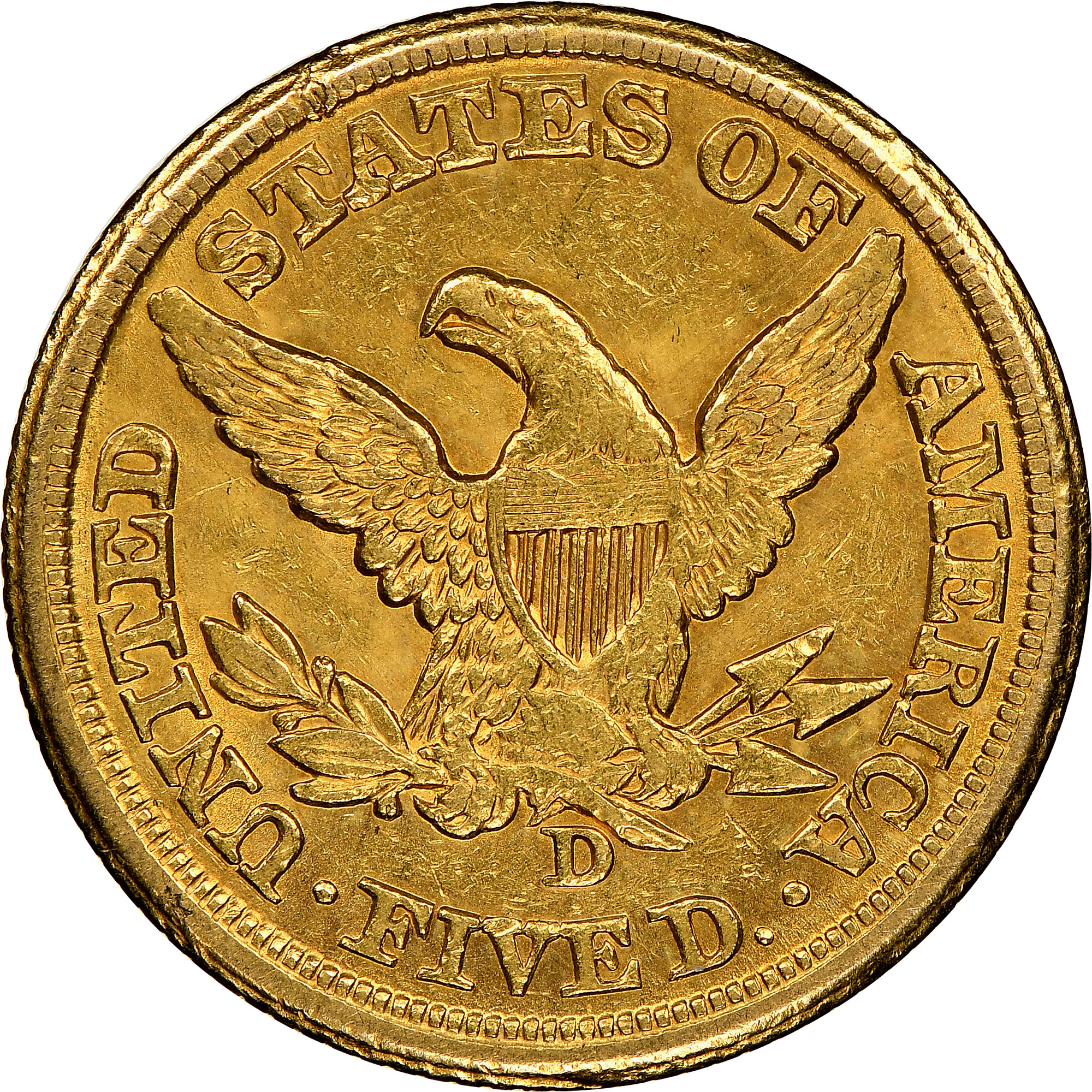 1860 D $5 MS | Coin Explorer | NGC