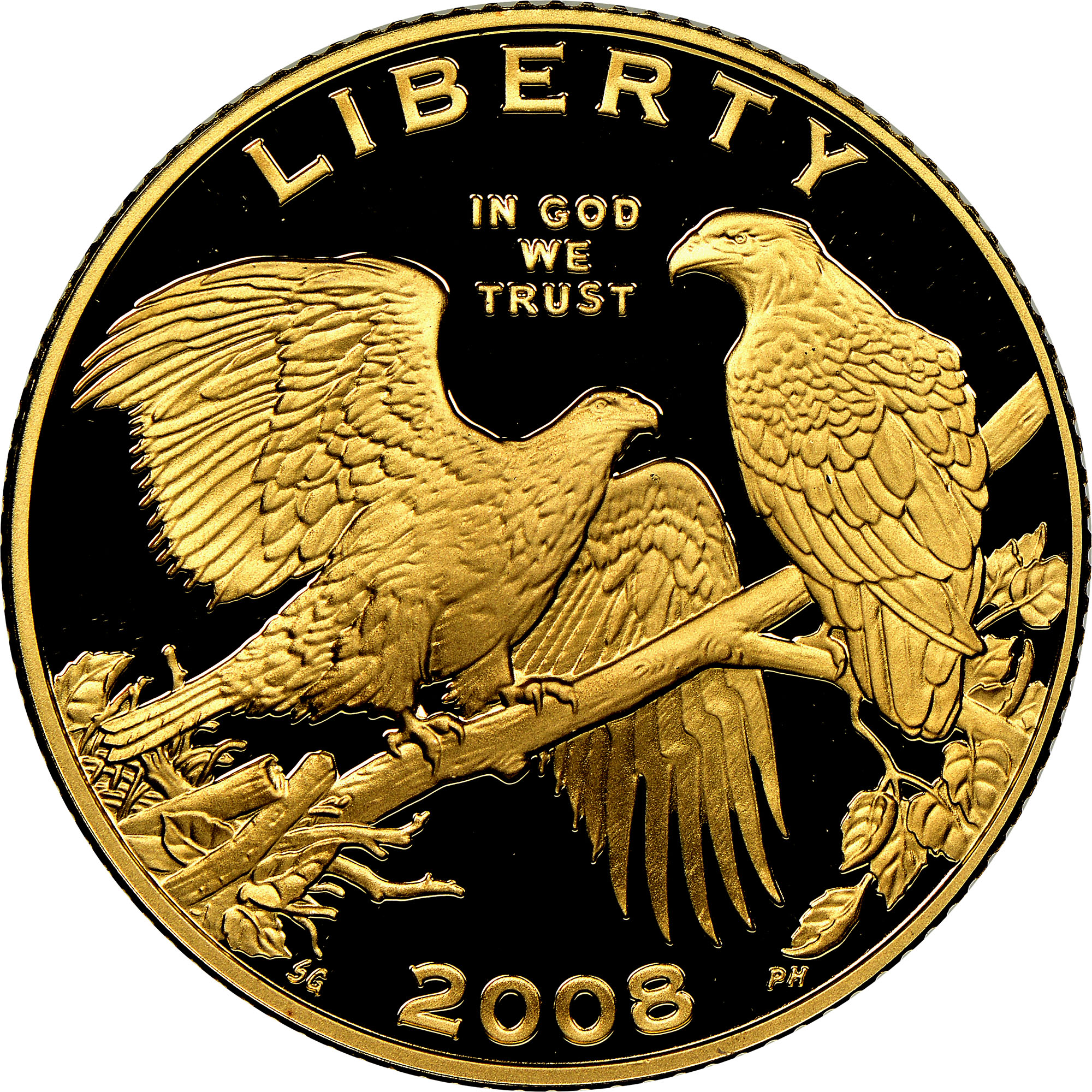 10金製　ピンバッジ　イーグル　フォーエバー　forever 2008 W BALD EAGLE $5 PF | Coin Explorer | NGC