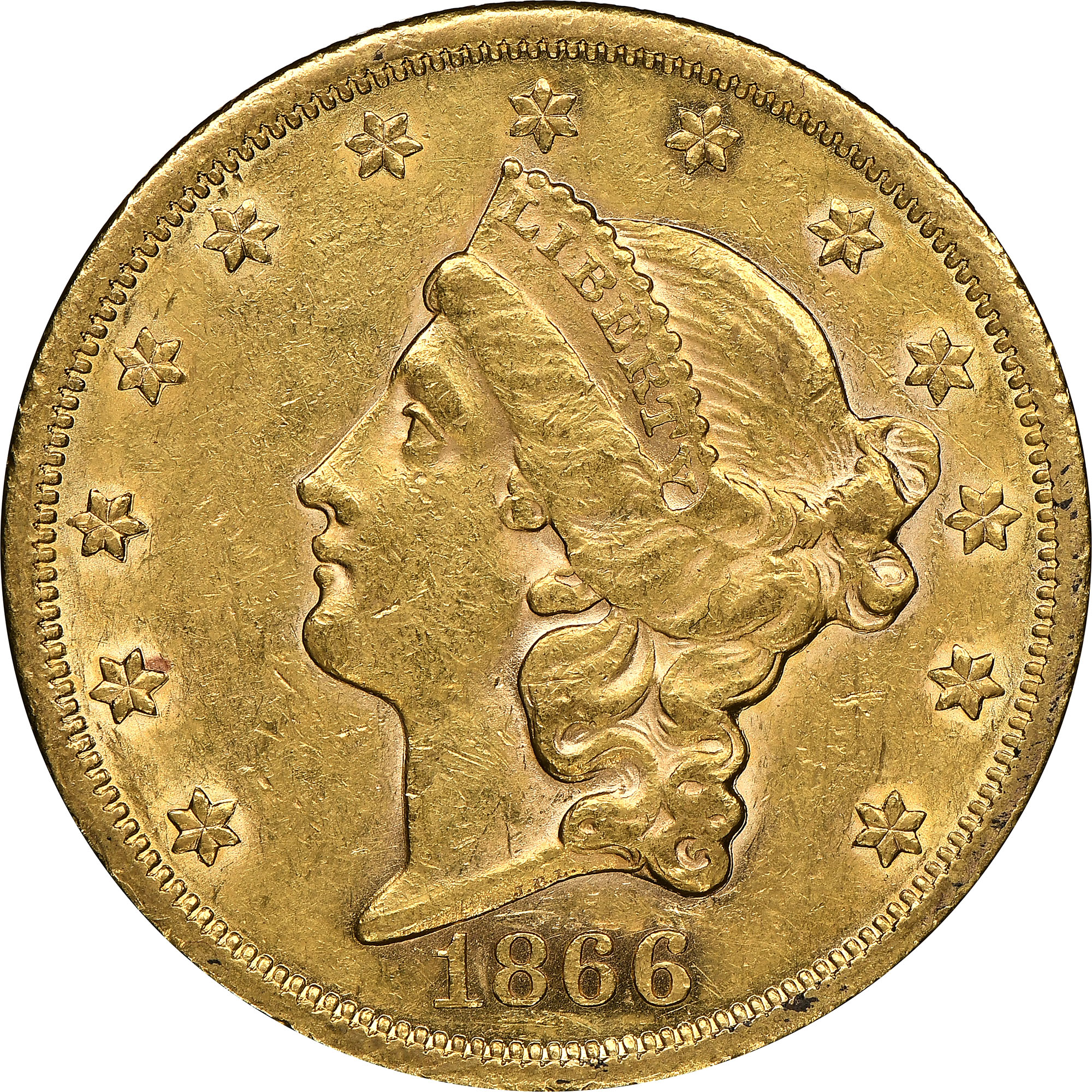 1866 MOTTO $20 MS | Coin Explorer | NGC