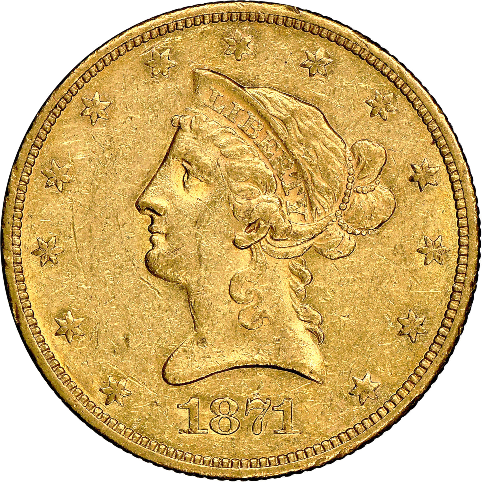 1871 CC $10 MS | Coin Explorer | NGC