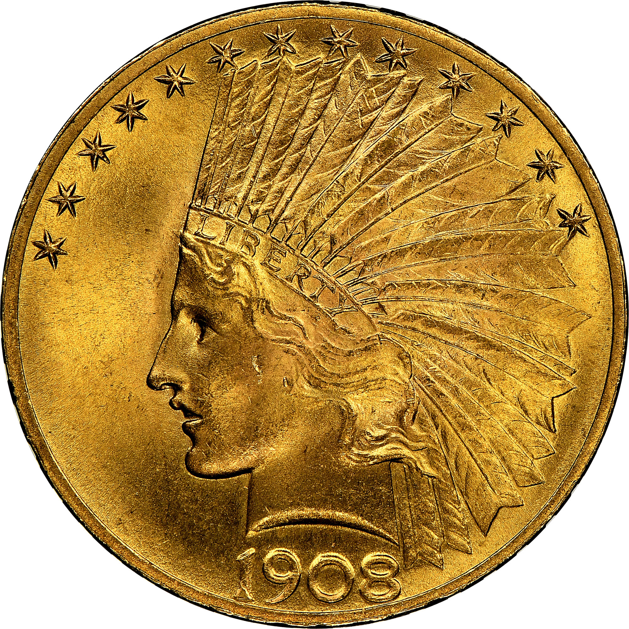1908 MOTTO $10 MS | Coin Explorer | NGC