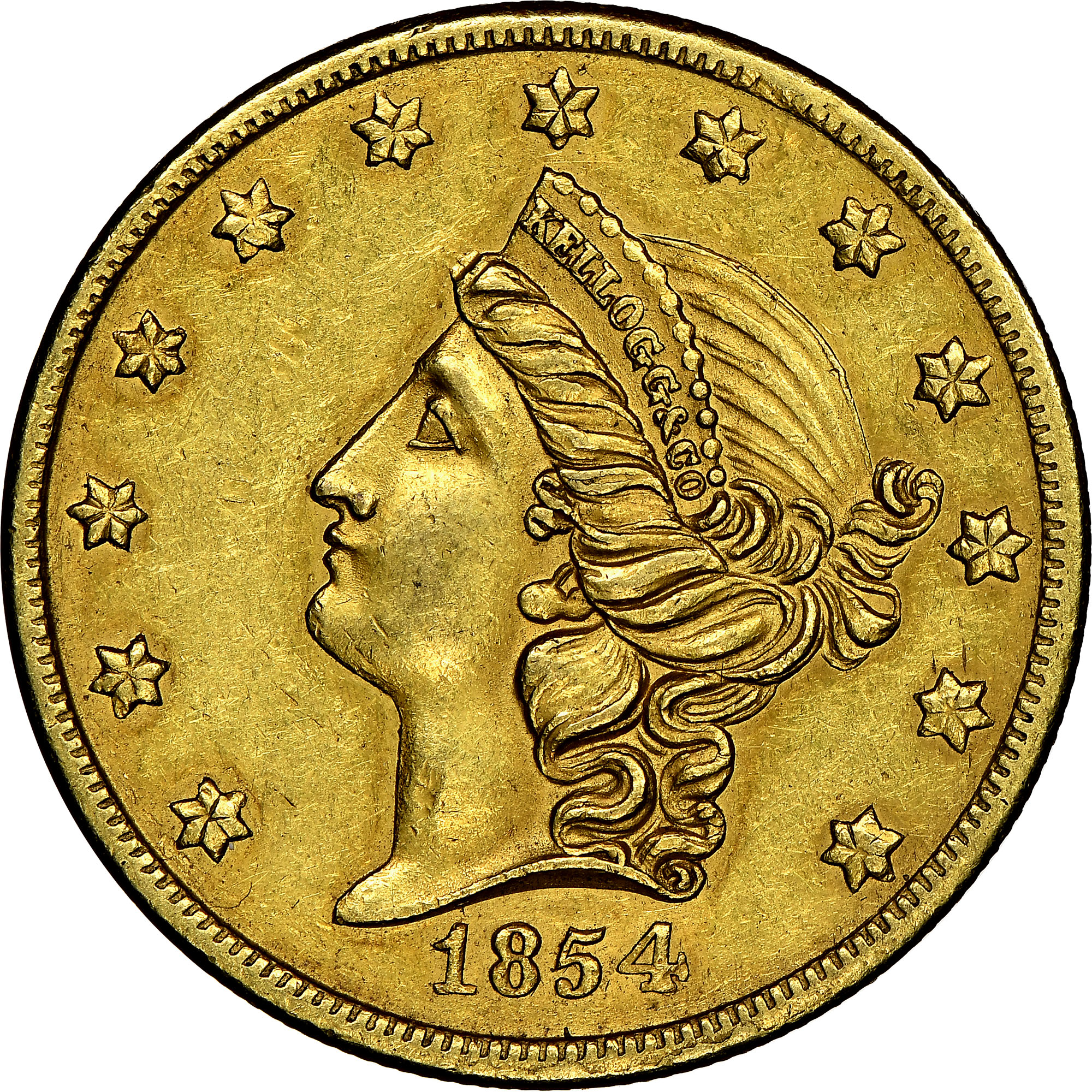 1854 KELLOGG & CO. $20 MS | Coin Explorer | NGC