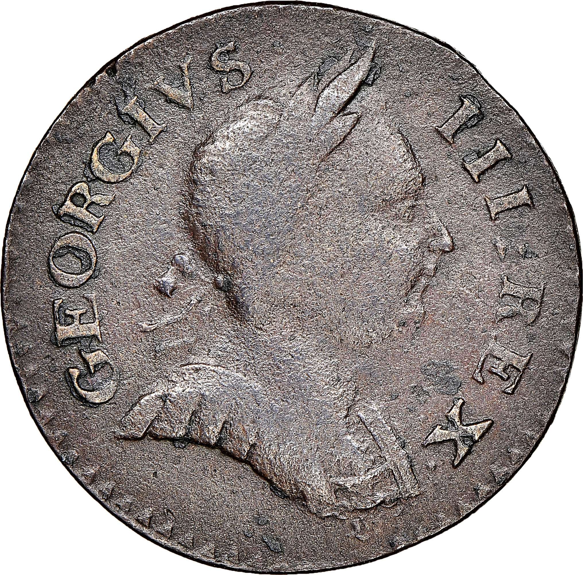 1775 'GEORGIVS' MACHIN'S MILLS 1/2P MS | Coin Explorer | NGC