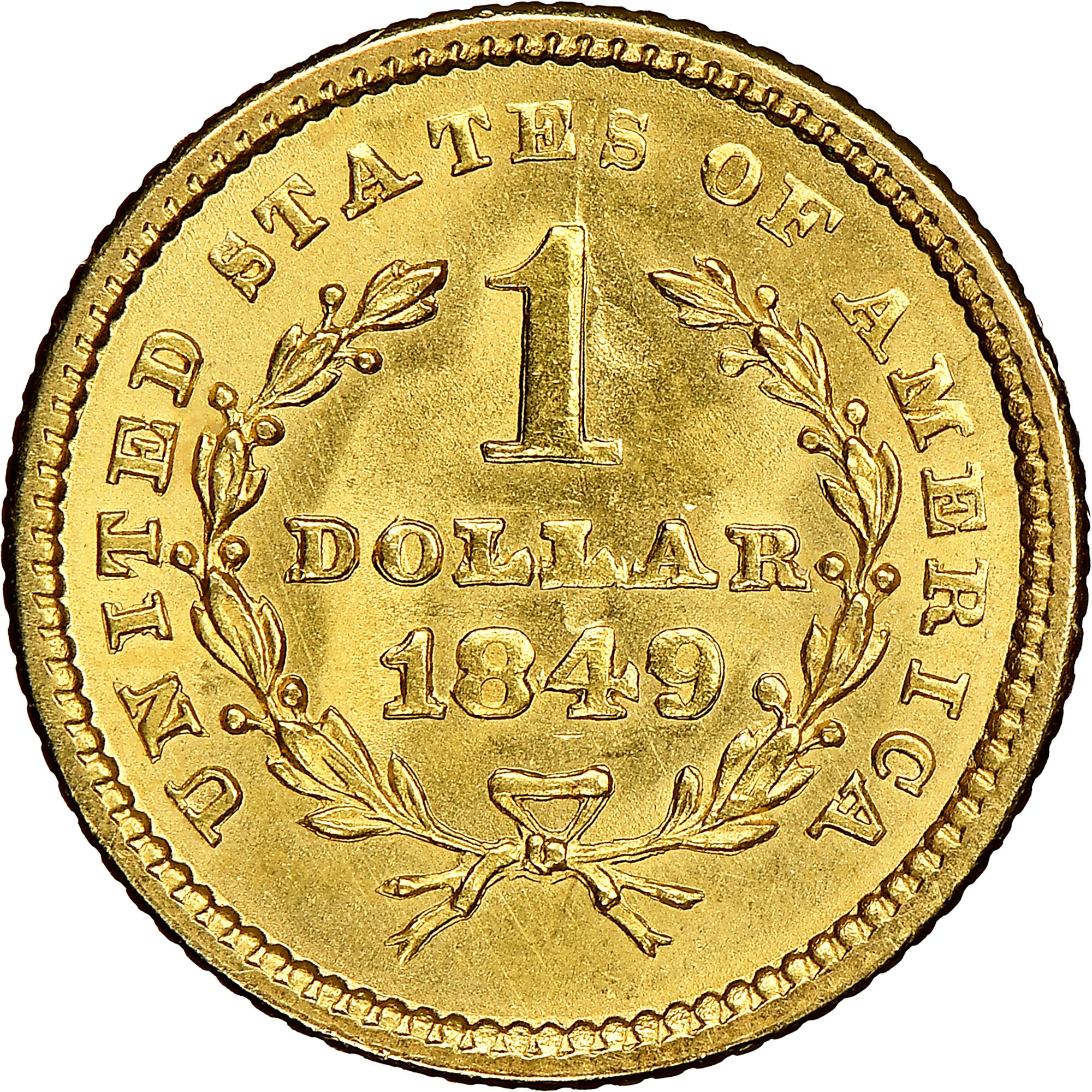 1849 CLOSED WREATH G$1 MS | Coin Explorer | NGC