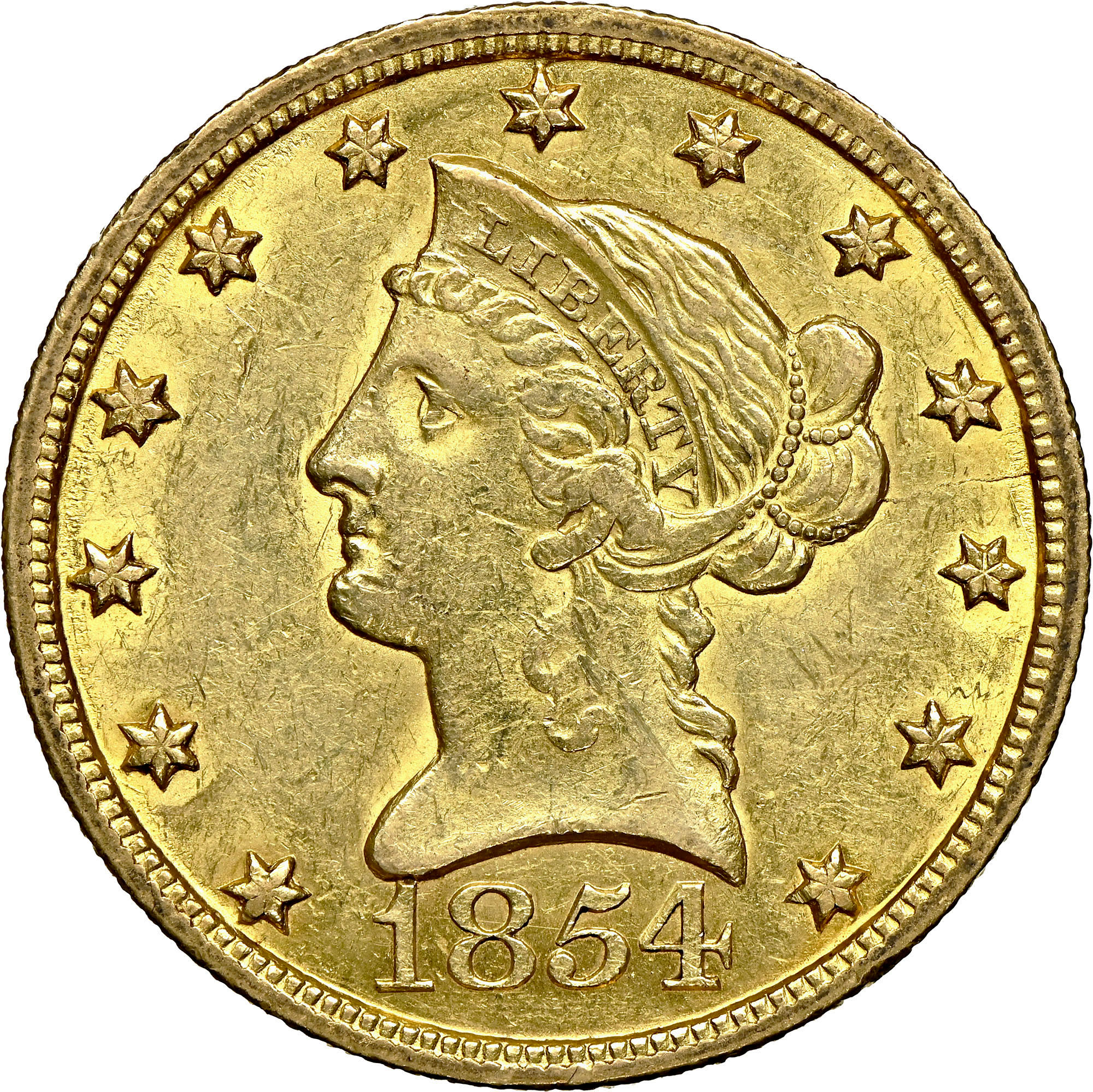 1854 O LARGE DATE $10 MS | Coin Explorer | NGC