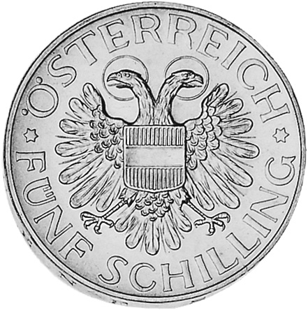 1934年 オーストリア 5シリング　銀貨　マグナ・マーテル 5 Schilling 1934 Oesterreich MAGNA MATER AUSTRIAE PCGS MS63 | MA-Shops