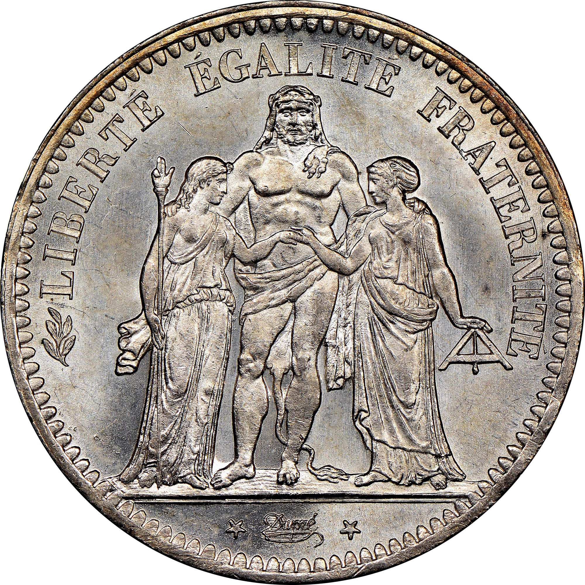 セレス女神 フランス 5フラン 大型銀貨 1849 NGC XFDETAILS