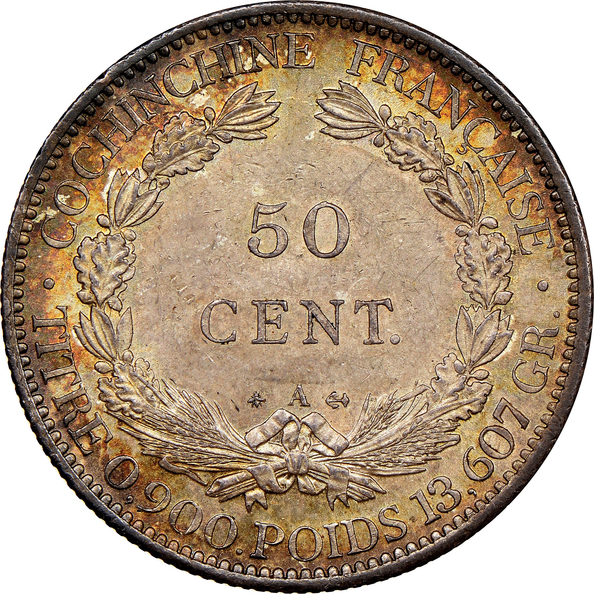 古ちん French Cochin China 50 Cents KM 6 Prices & Values | NGC
