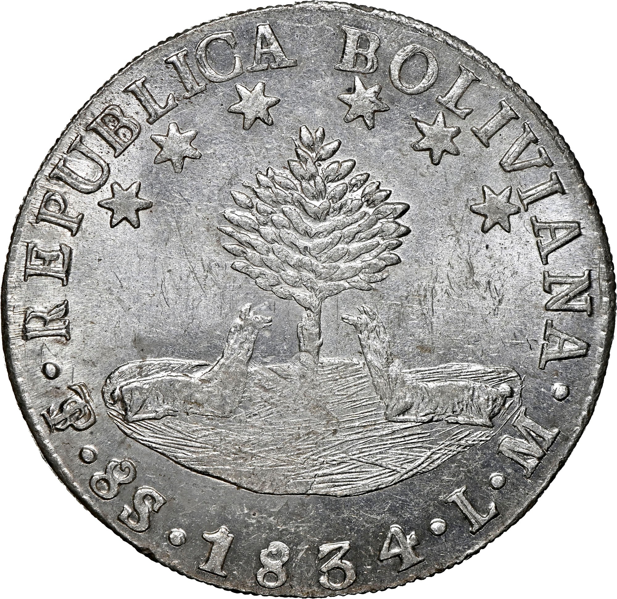 Bolivia 8 Soles KM 97 Prices & Values | NGC