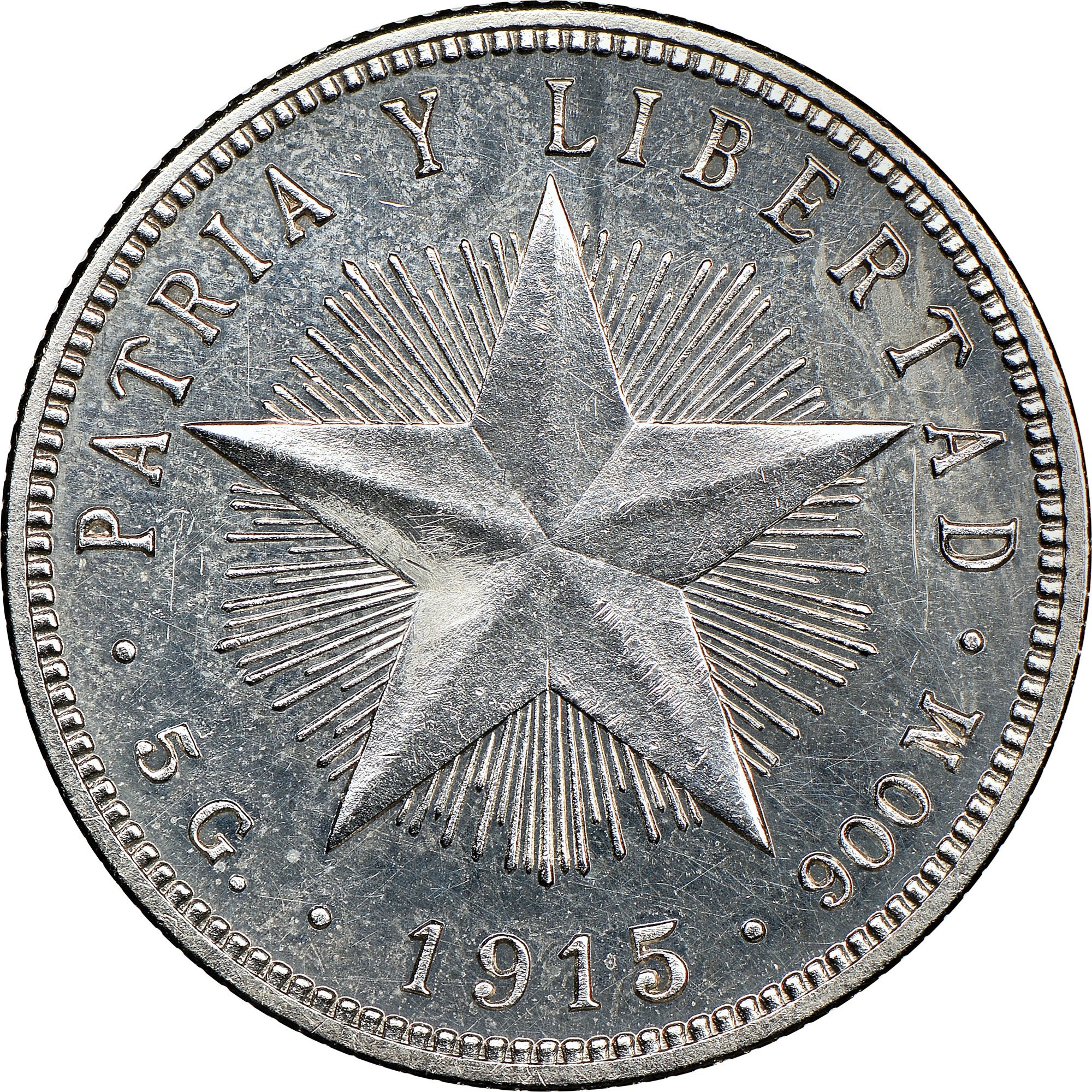 ・１９１５年・PRO-PATRIA・２０cm・Ｂ＆Ｇ． Copen・ Cuba 20 Centavos KM 13.2 Prices & Values | NGC