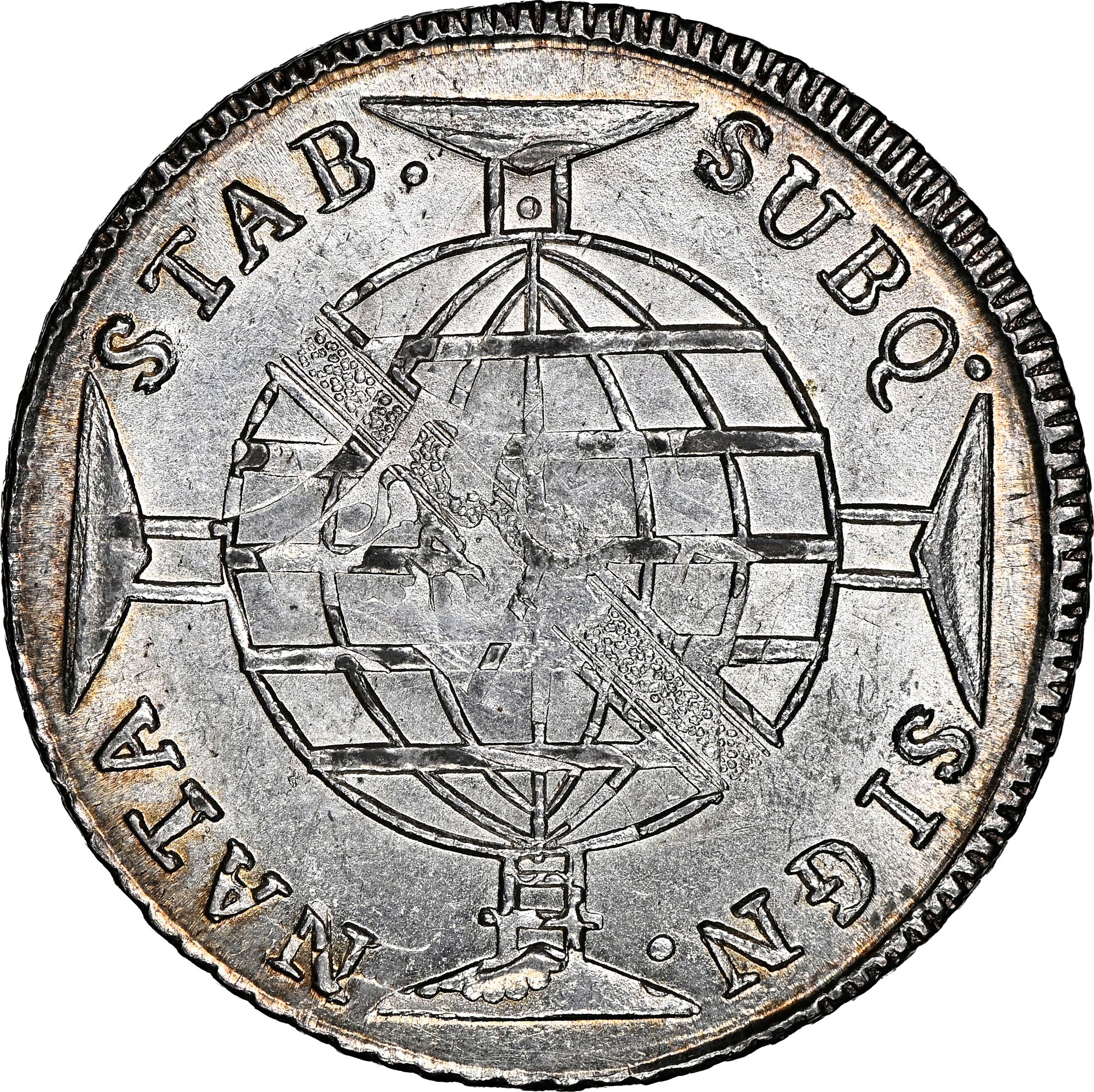 外国銀貨　ブラジル960R銀貨　1815年 ブラジル 1820年B 960レイス 銀貨 バイーア NGC AU58【アンティーク