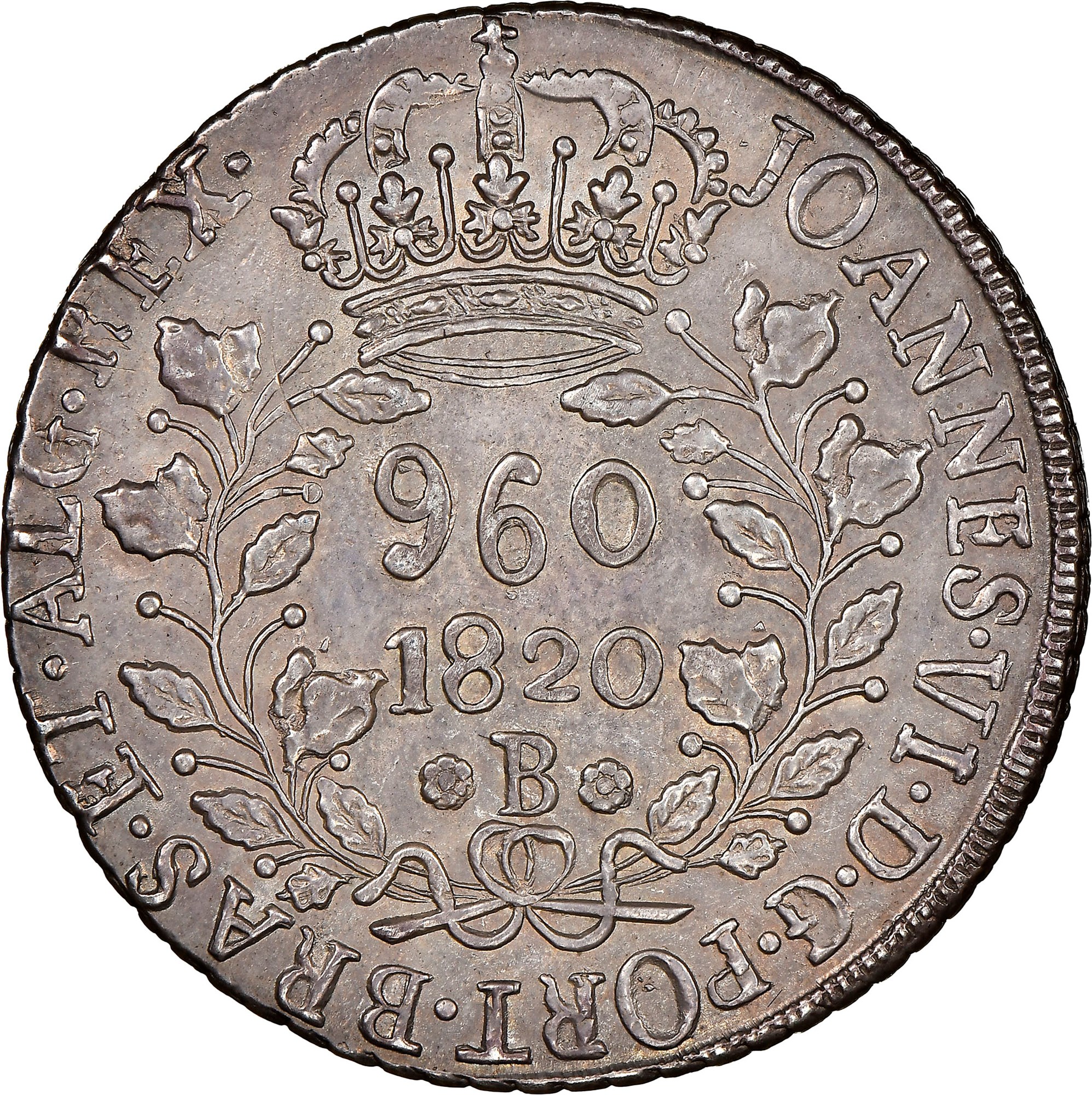 美術品・アンティーク・コレクション 外国銀貨 ブラジル960R銀貨1814年