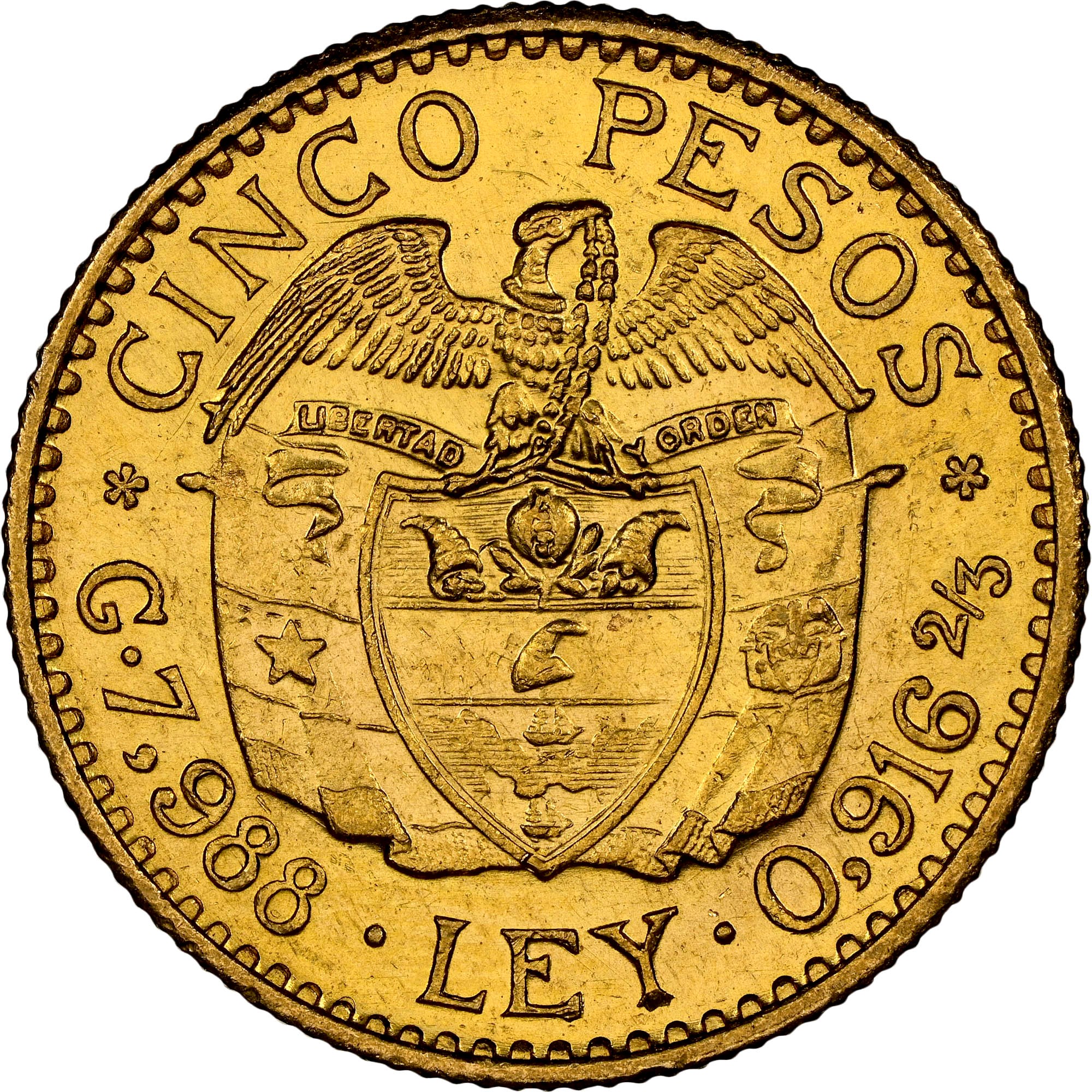Colombia 5 Pesos KM 204 Prices & Values | NGC