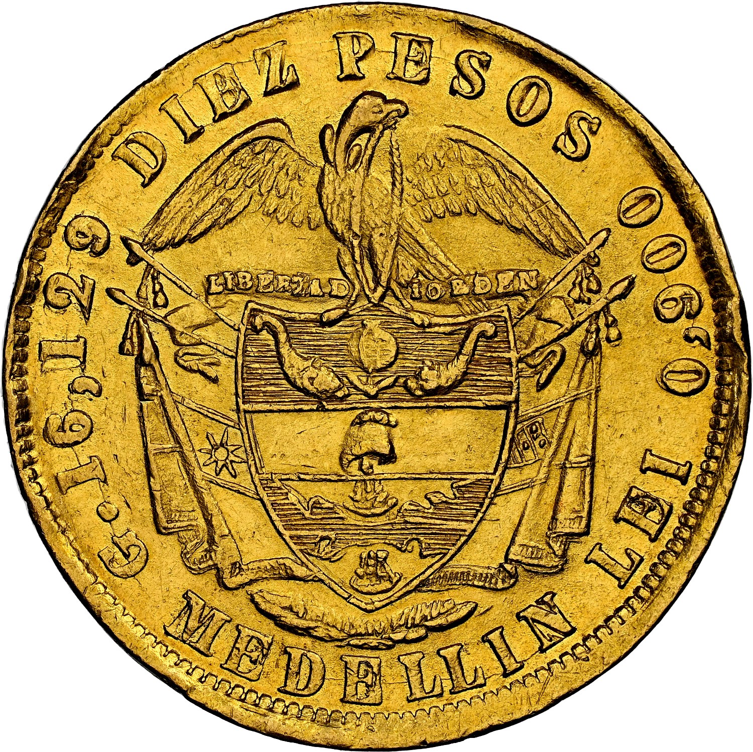 Colombia 10 Pesos KM 141.2 Prices & Values | NGC