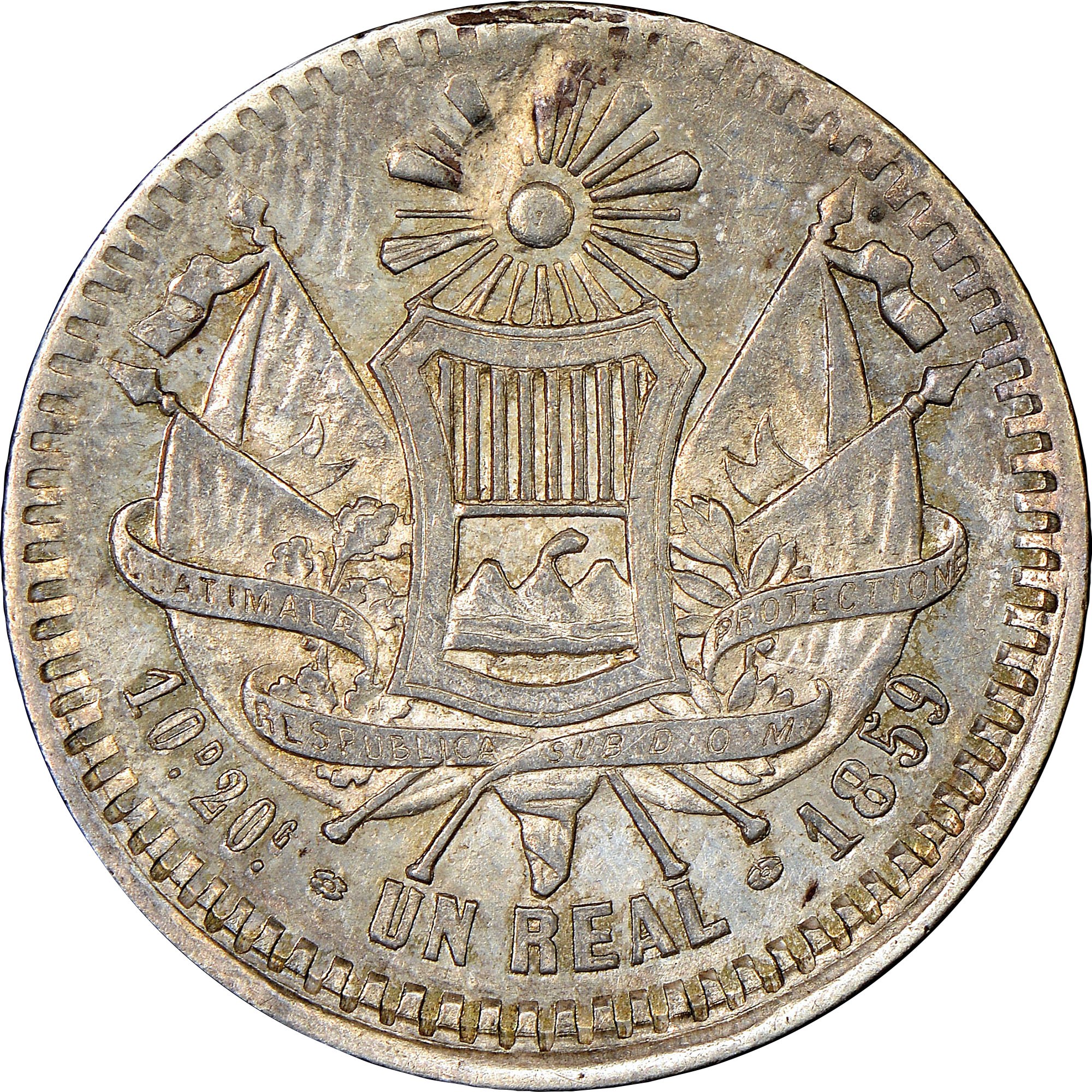 グアテマラ1900年　1レアル白銅硬貨　ペンダントトップ　レアビンテージ Guatemala Real KM 132 Prices & Values | NGC