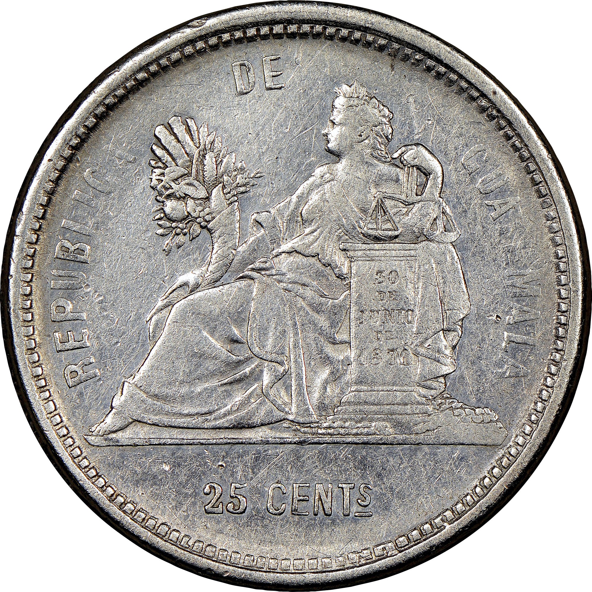 Guatemala 25 Centavos KM 205.1 Prices & Values | NGC