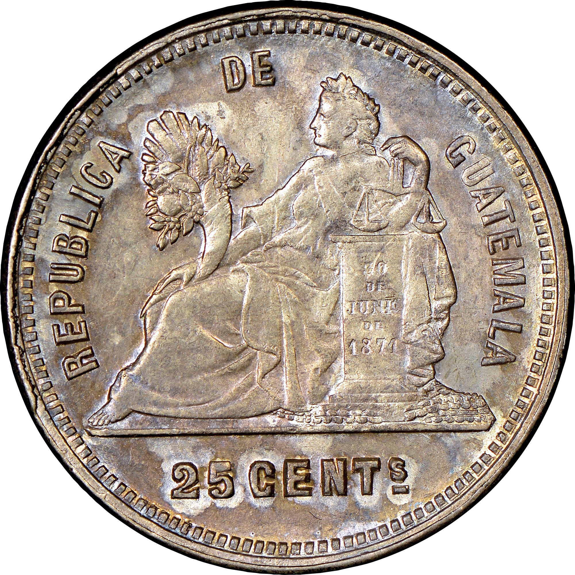 ▲グーチャンラグ▼　1970年代　236×125cm セミアンティーククメン Guatemala 25 Centavos KM 209.2 Prices & Values | NGC