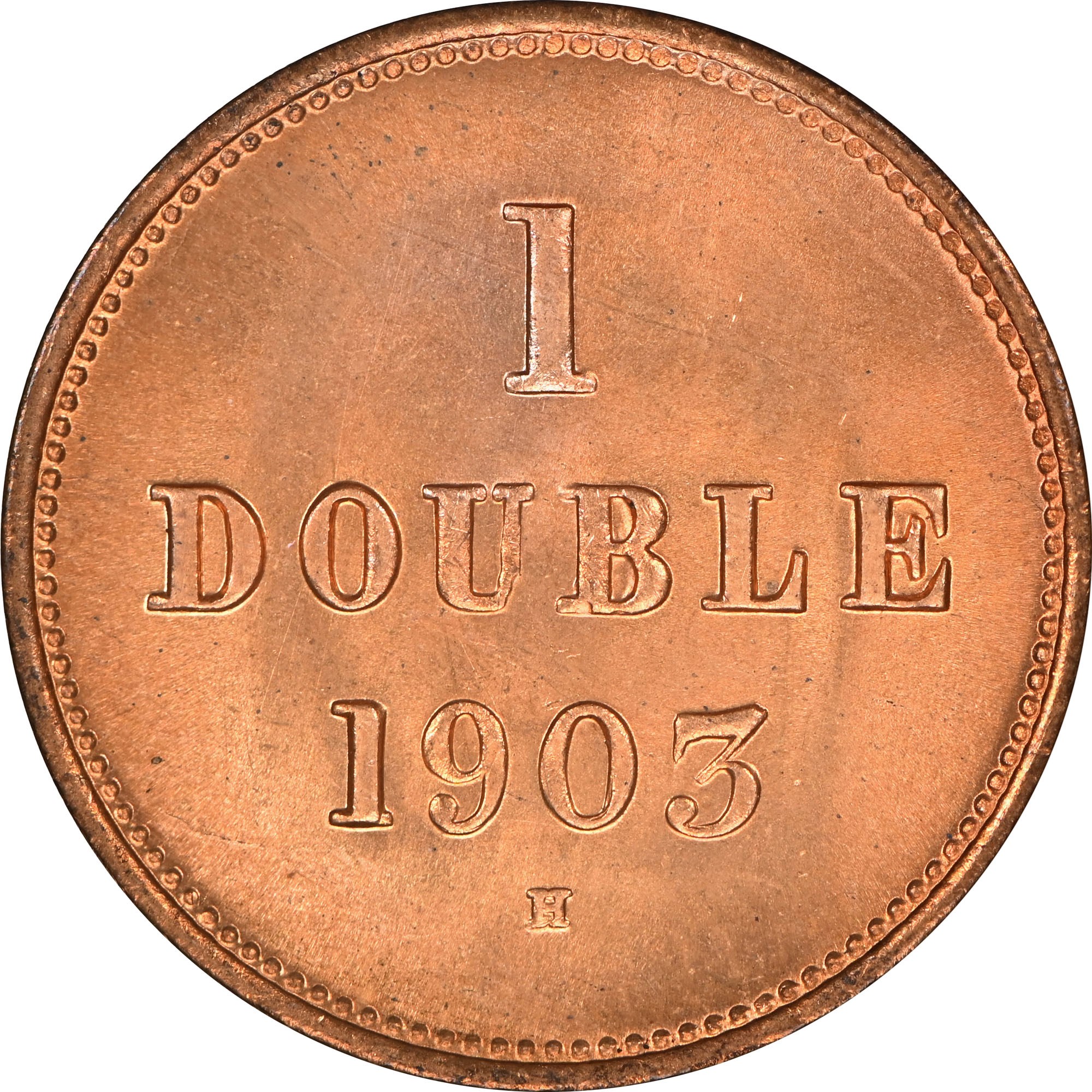 外国 英領ガーンジー島 2ダブル銅貨 1903年 1枚 Guernsey Double KM 10 Prices & Values | NGC