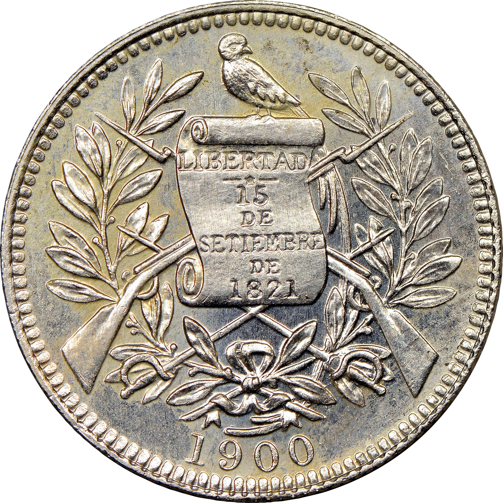 グアテマラ1900年 1レアル白銅硬貨 ペンダントトップ レアビンテージ
