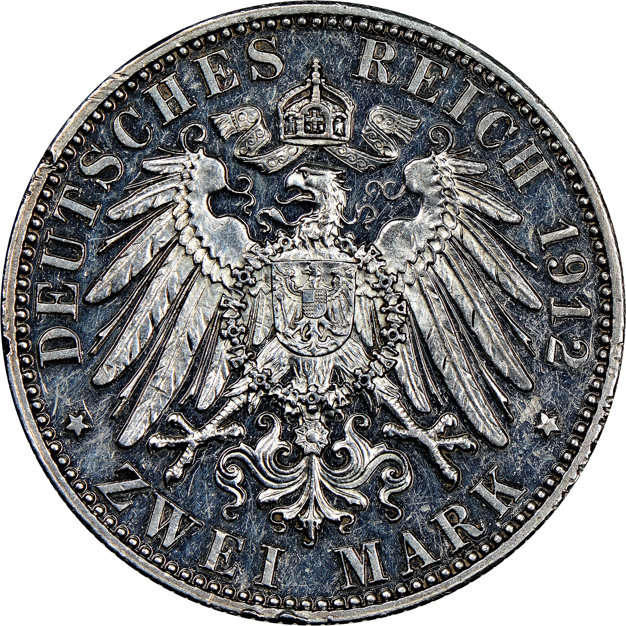 ドイツ銀貨　2マルク 1907-G バーデンシルバー　PCGS　AU58 ドイツ銀貨 2マルク 1907-G バーデンシルバー PCGS AU58 ドイツ銀貨 2