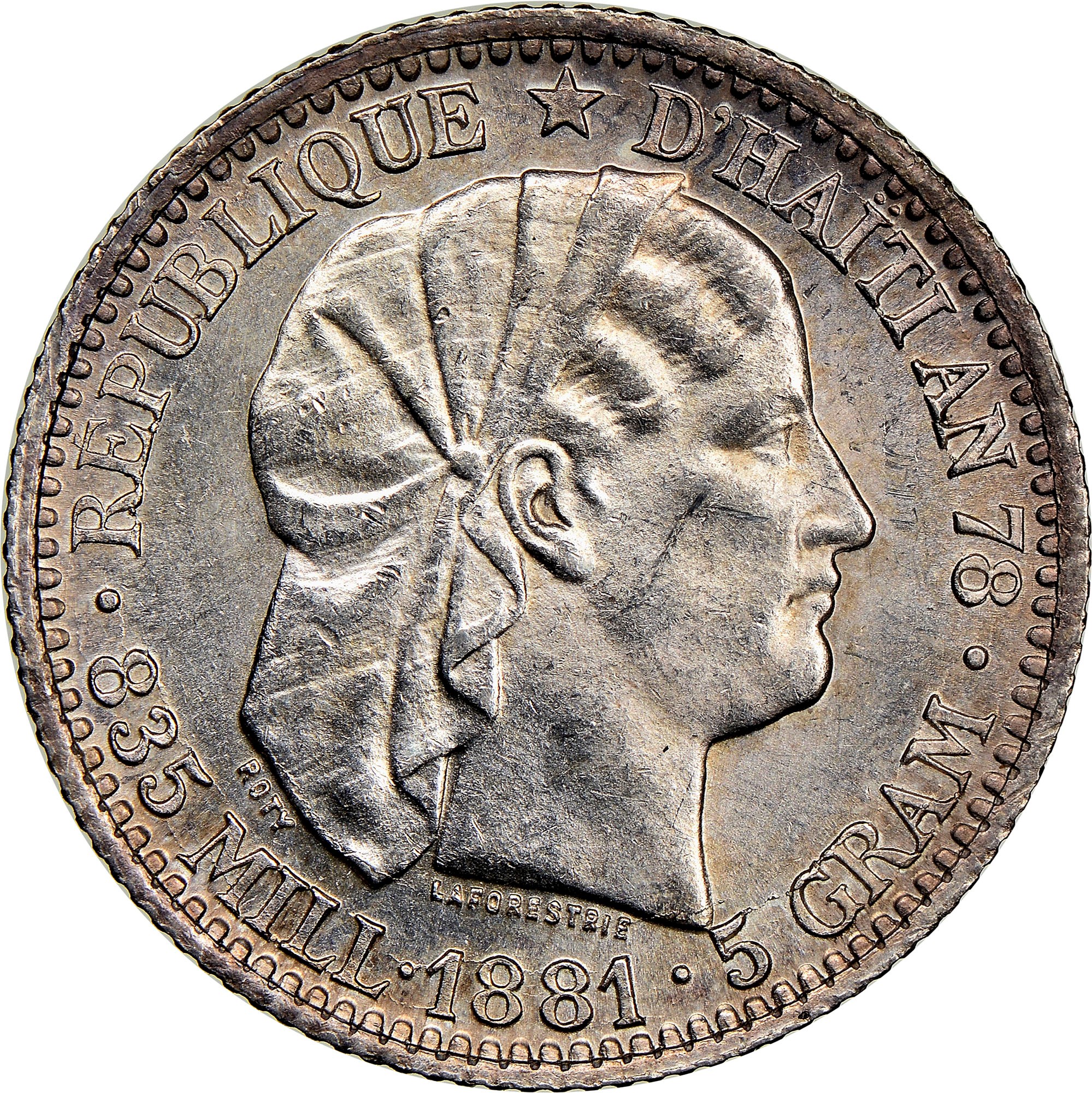 ハイチ　1882 Haiti 20 Centimes KM 45 Prices & Values | NGC