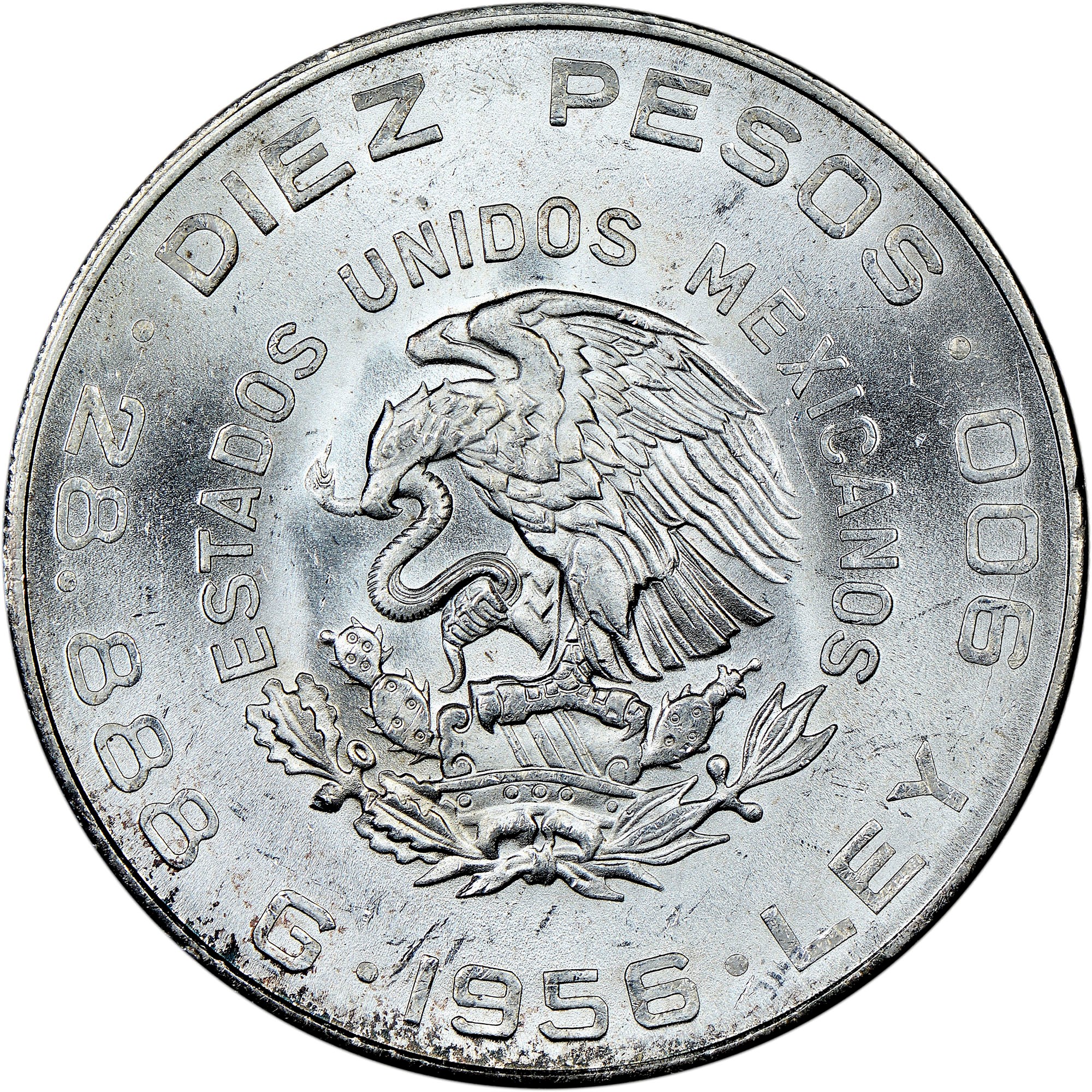 Mexico ESTADOS UNIDOS MEXICANOS 10 Pesos KM 474 Prices & Values | NGC