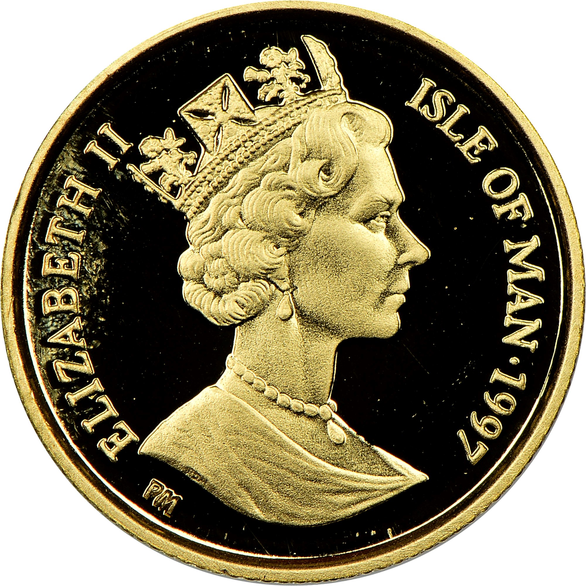 25周年記念 マグロ彫刻 真鍮 Isle Of Man 1/25 Crown KM 770 Prices & Values | NGC