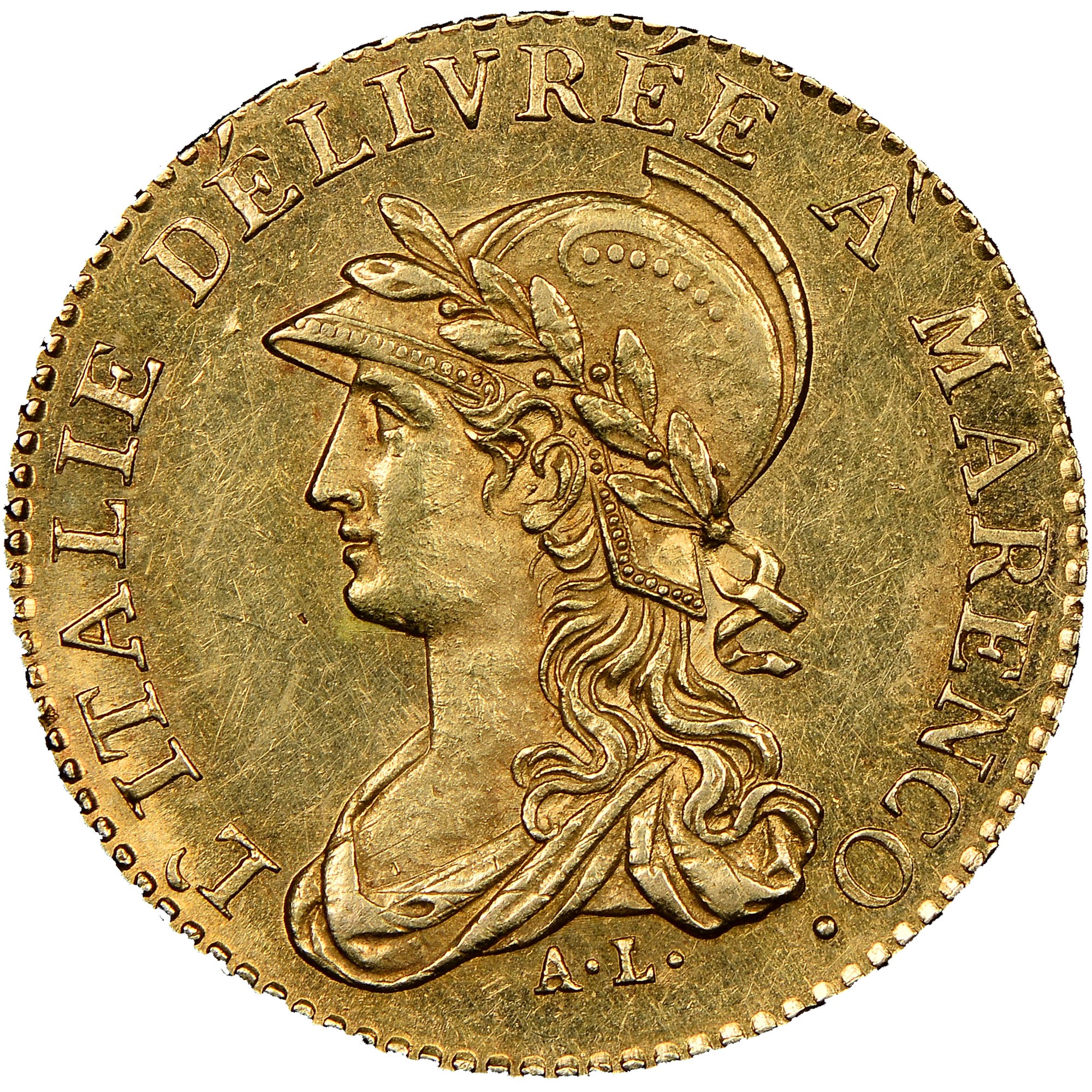 1849年 イタリア アンコーナ ローマ共和国 20リラ金貨 NGC MS63＋ Italian States PIEDMONT REPUBLIC 20 Francs C 5 Prices & Values | NGC