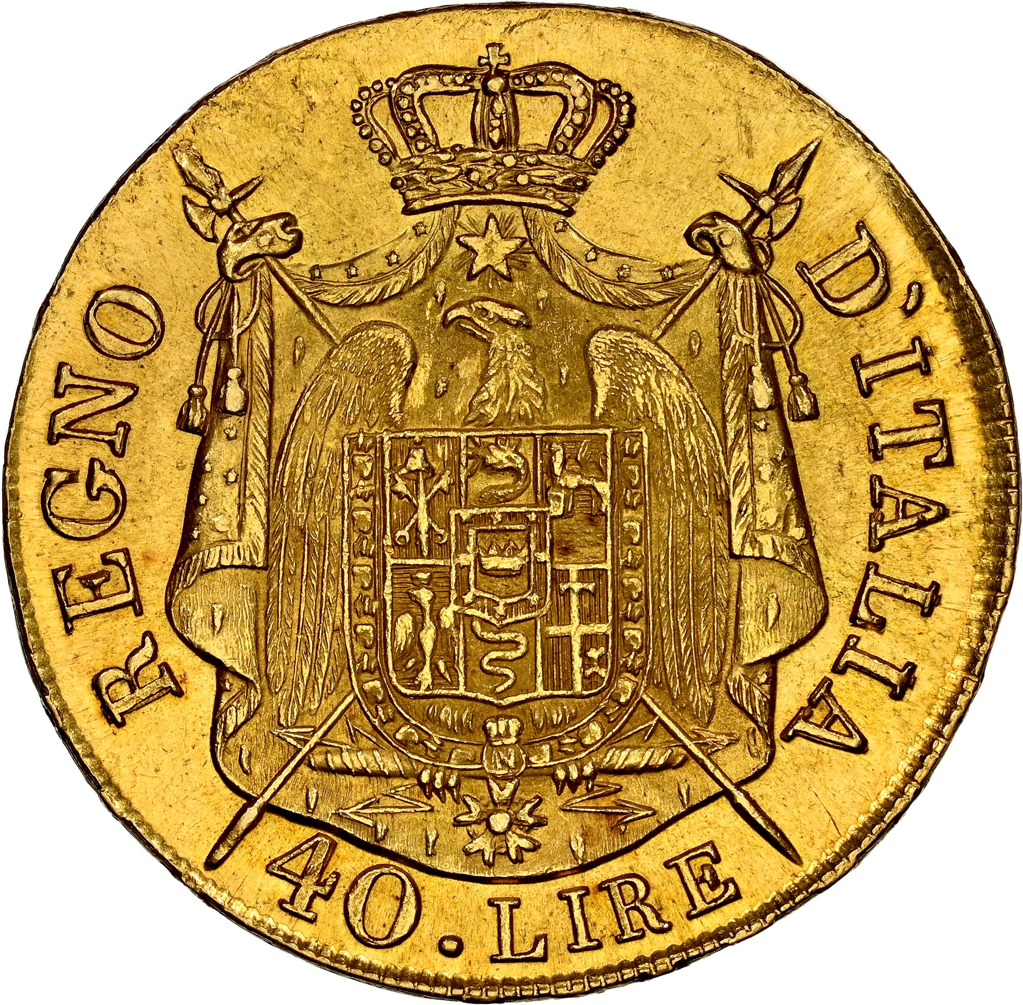 Italian States KINGDOM OF NAPOLEON 40 Lire KM 12 Prices & Values NGC