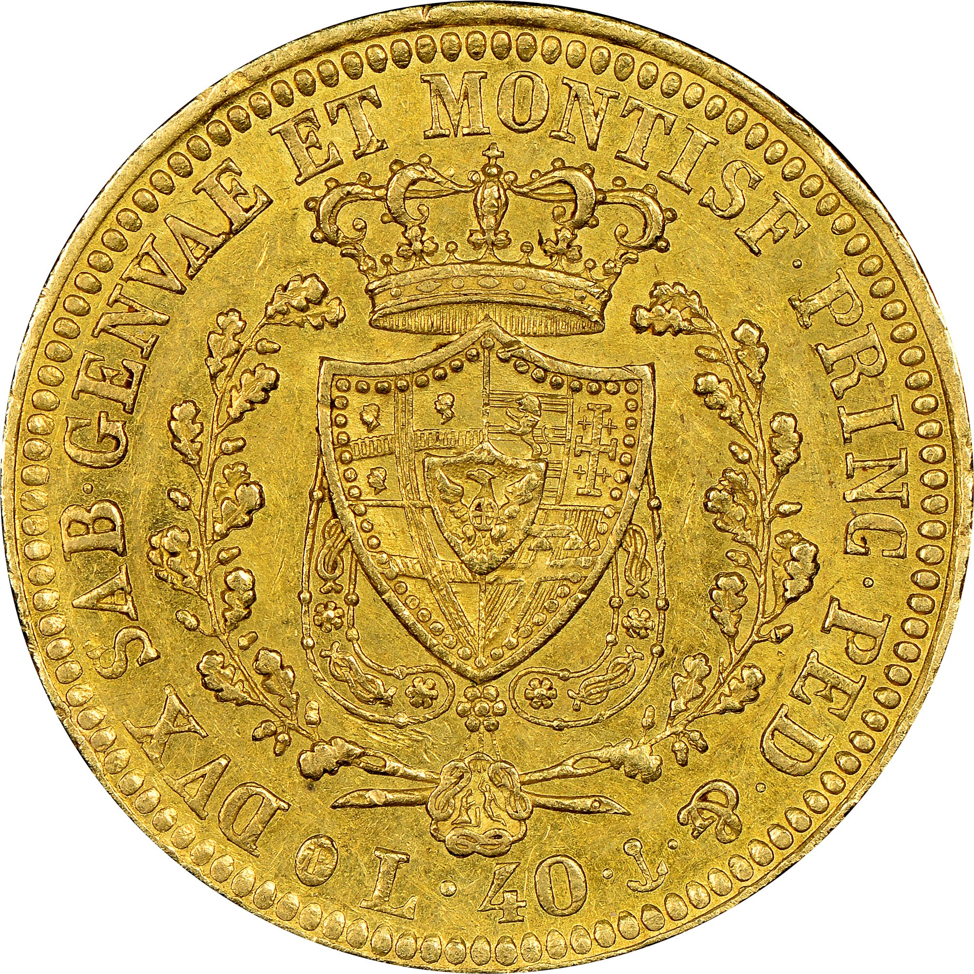 Italian States SARDINIA 40 Lire KM 120.2 Prices & Values | NGC