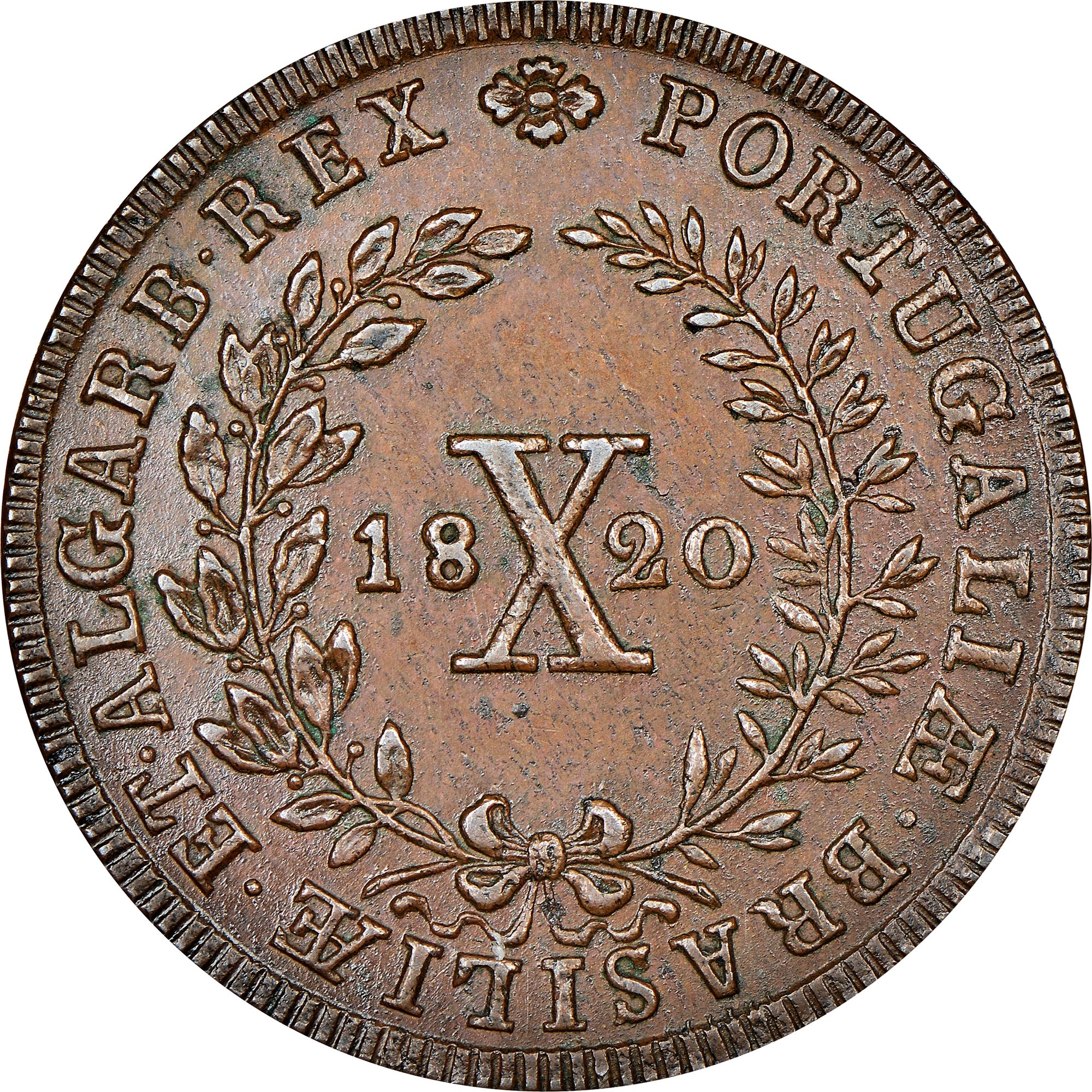 Pièce Ancienne En Cuivre - Portugal 10 Riz 1734 (KM# 217), 12g, 35mm - Très Bel état